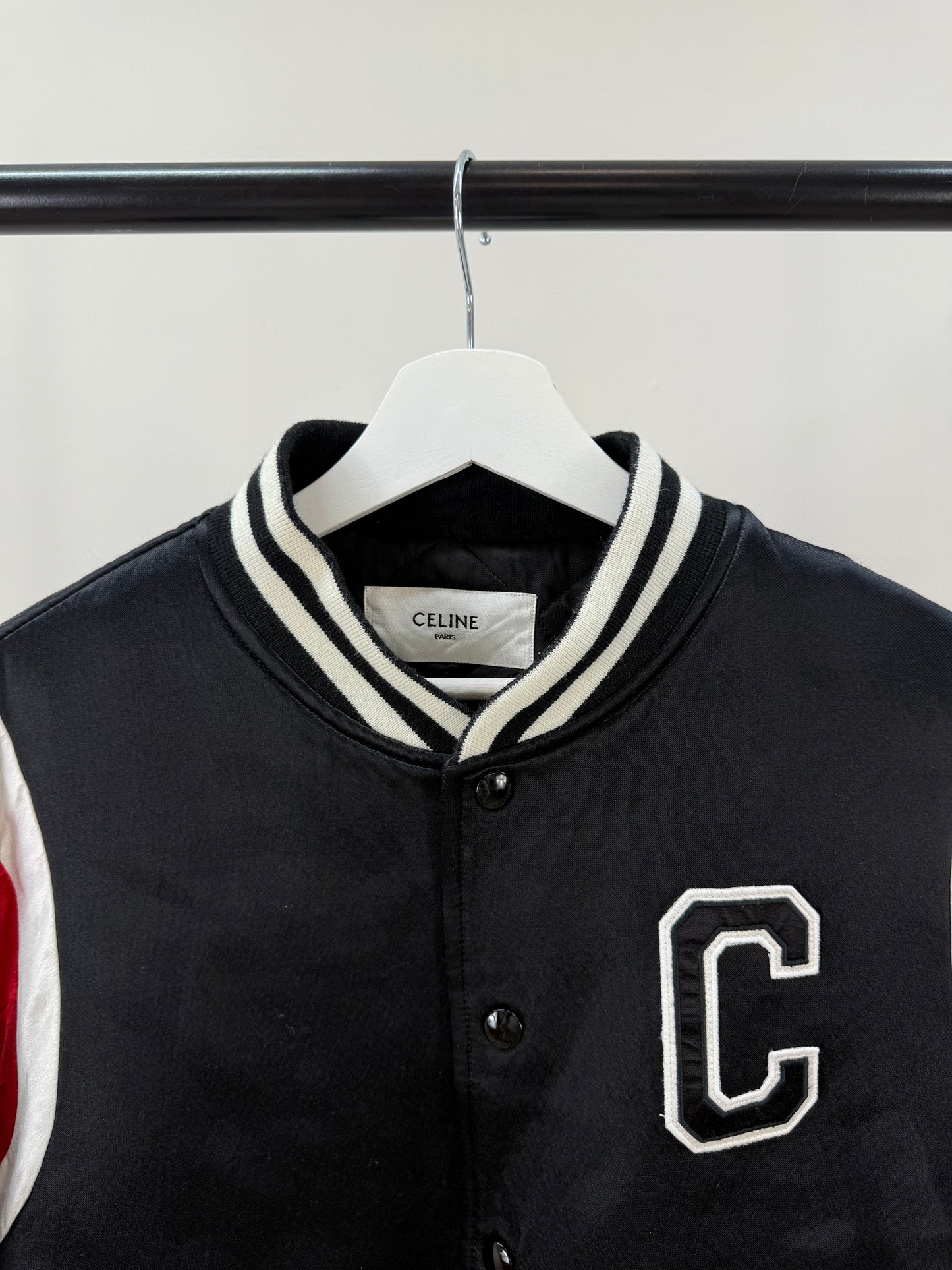 Celine Logo Varsity Bomber-50, UK Large