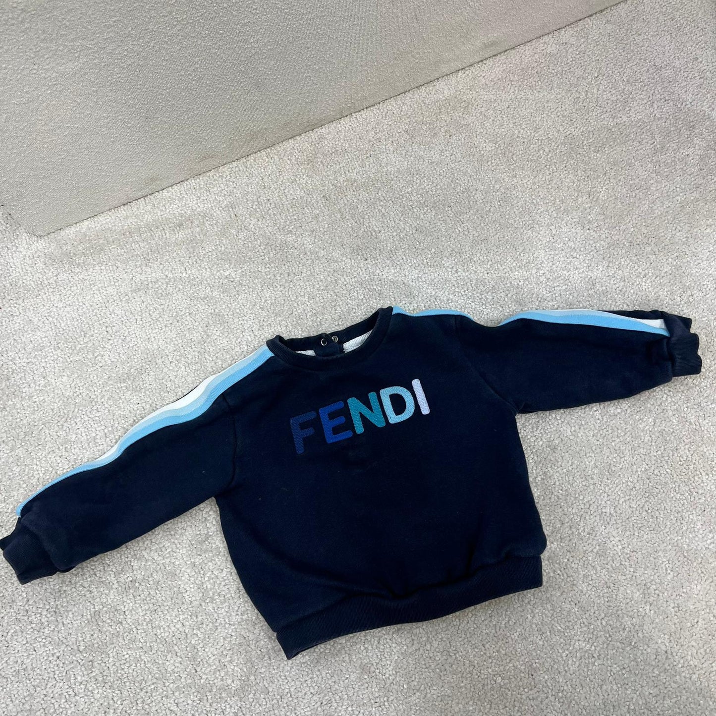 Kids Fendi White Blue Logo Jumper - 12M