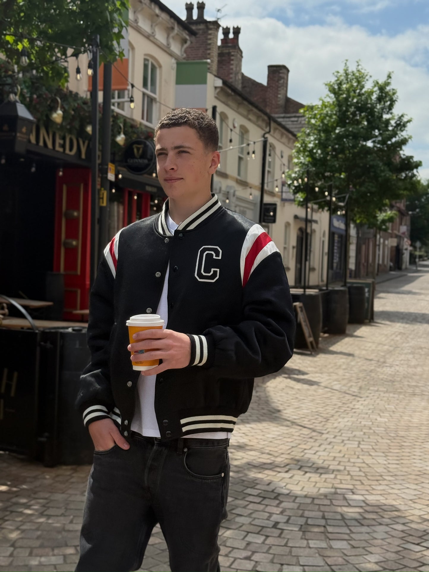 Celine Logo Varsity Bomber-50, UK Large