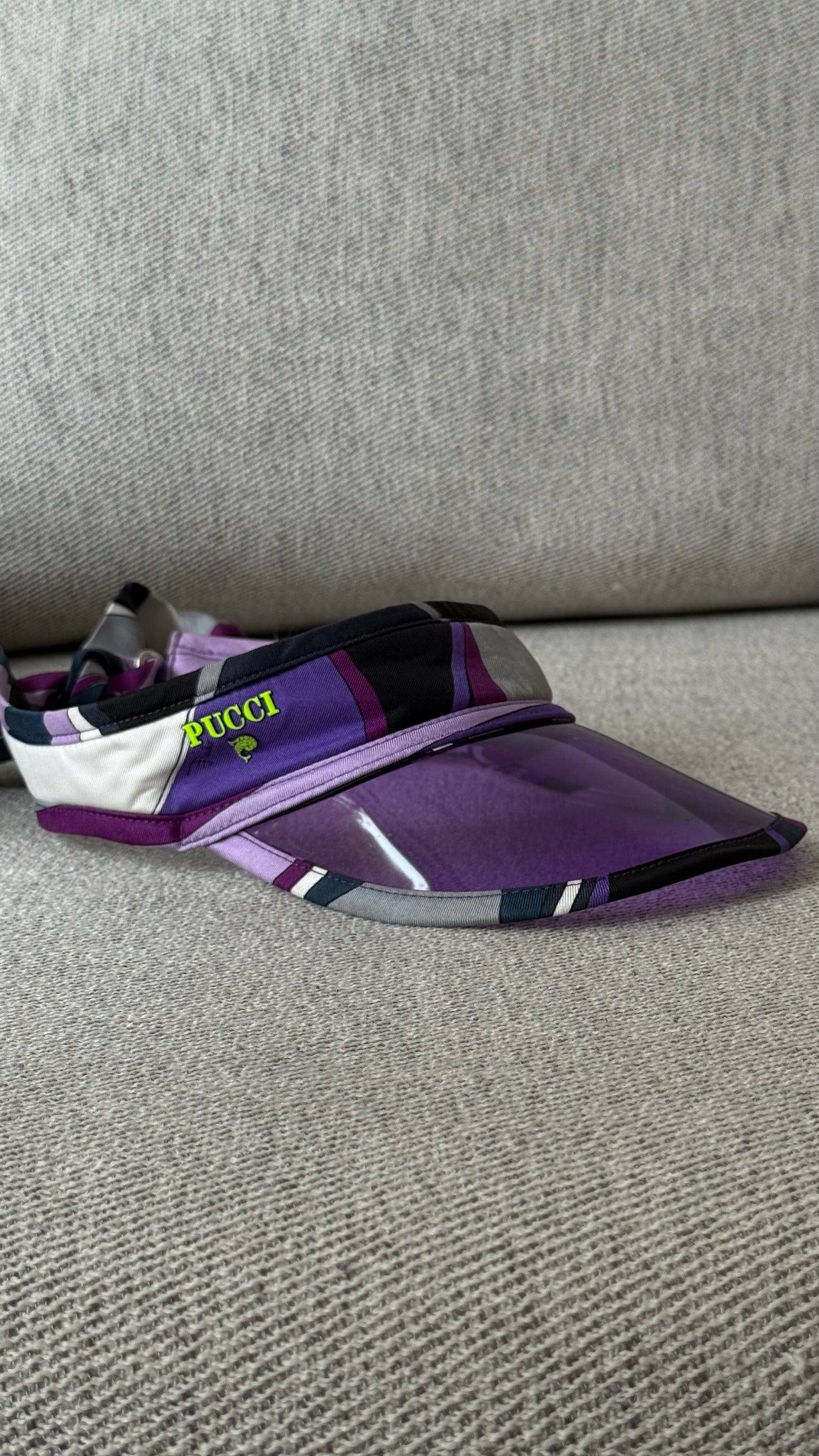 Pucci Printed silk-twill and PVC visor in purple