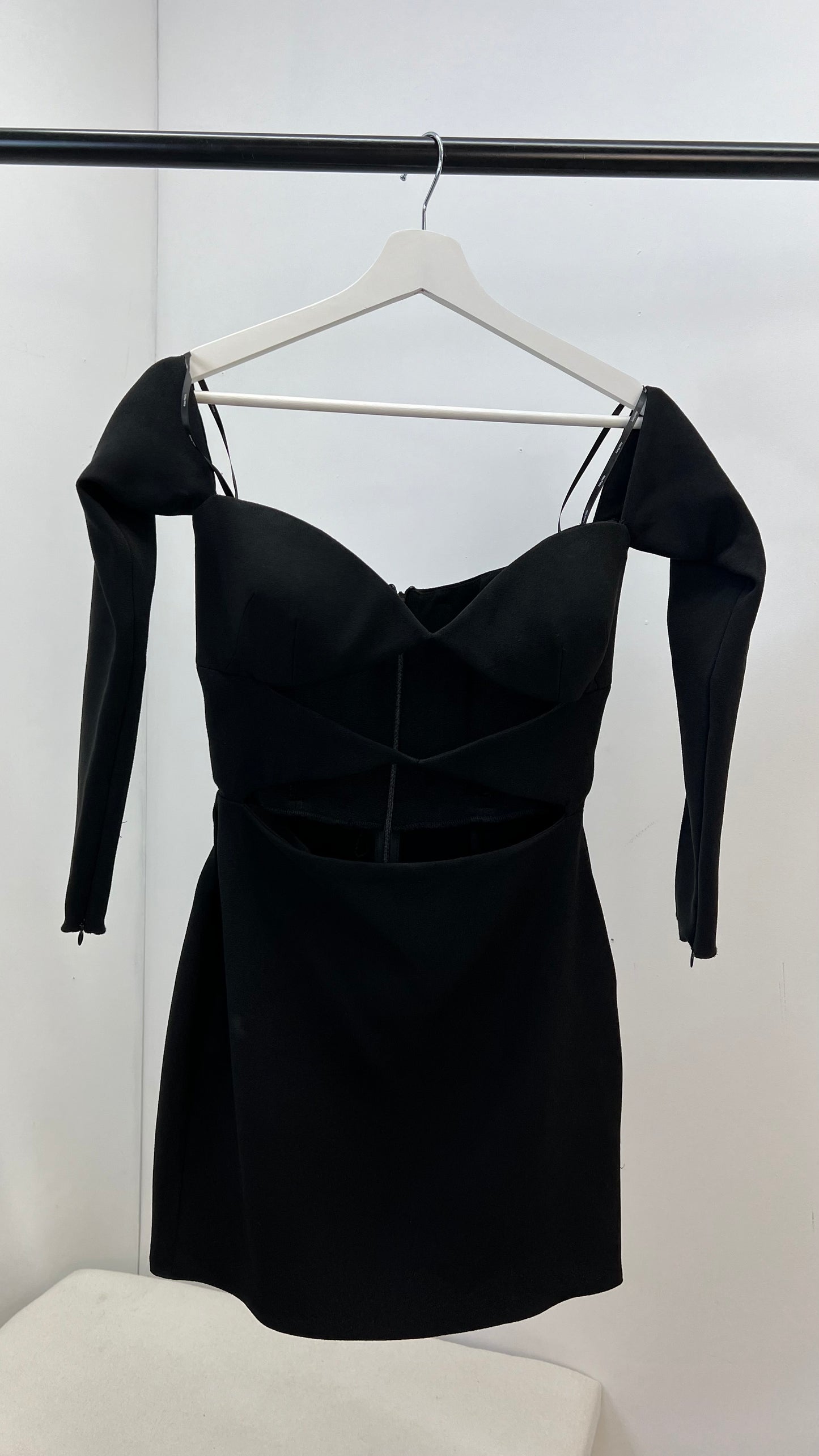 ALEX PERRY Black Strapless Longsleeve Cut Out Dress- UK 10