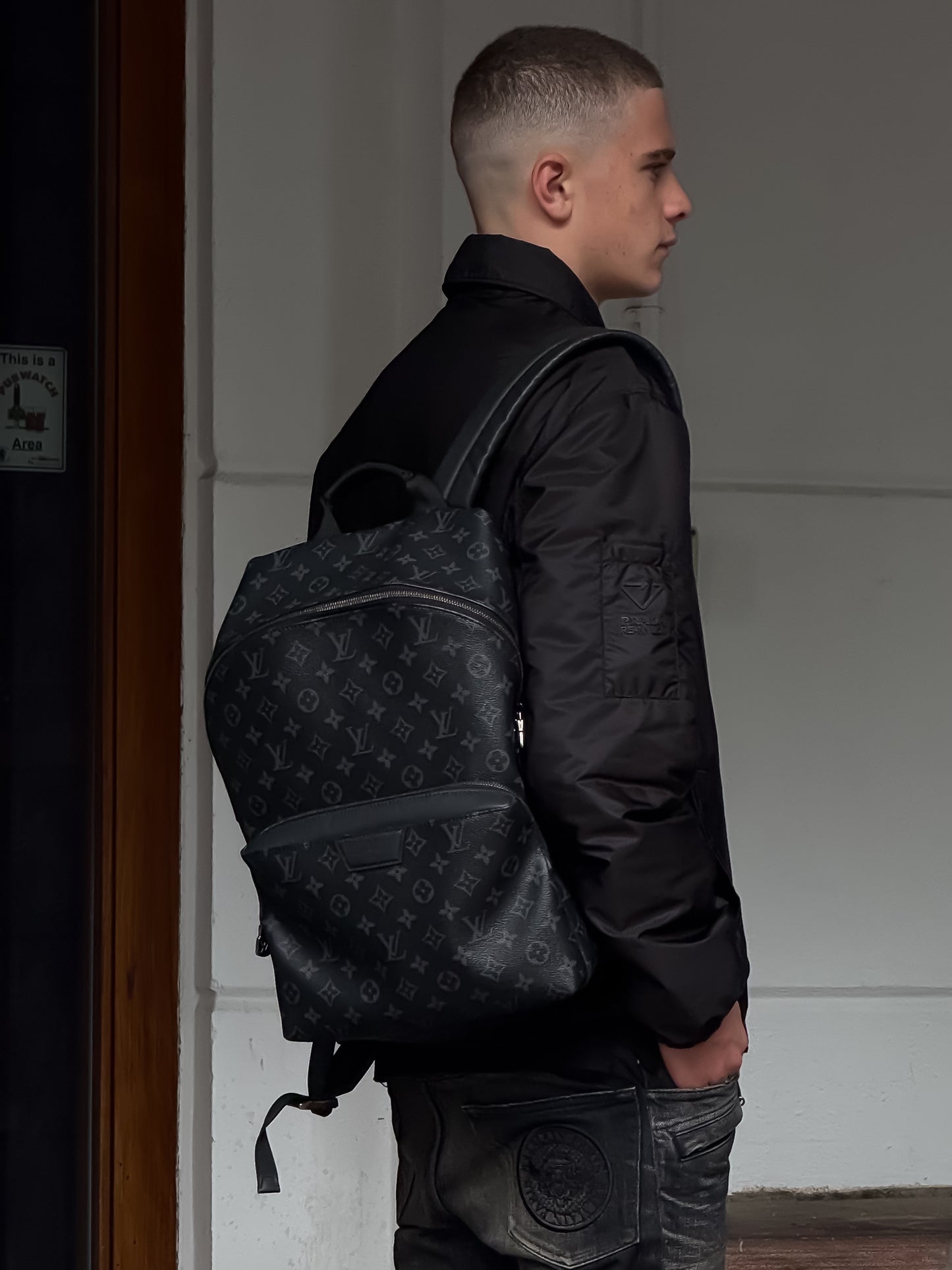 Louis Vuitton Black Discovery PM Monogram BackBag N/A