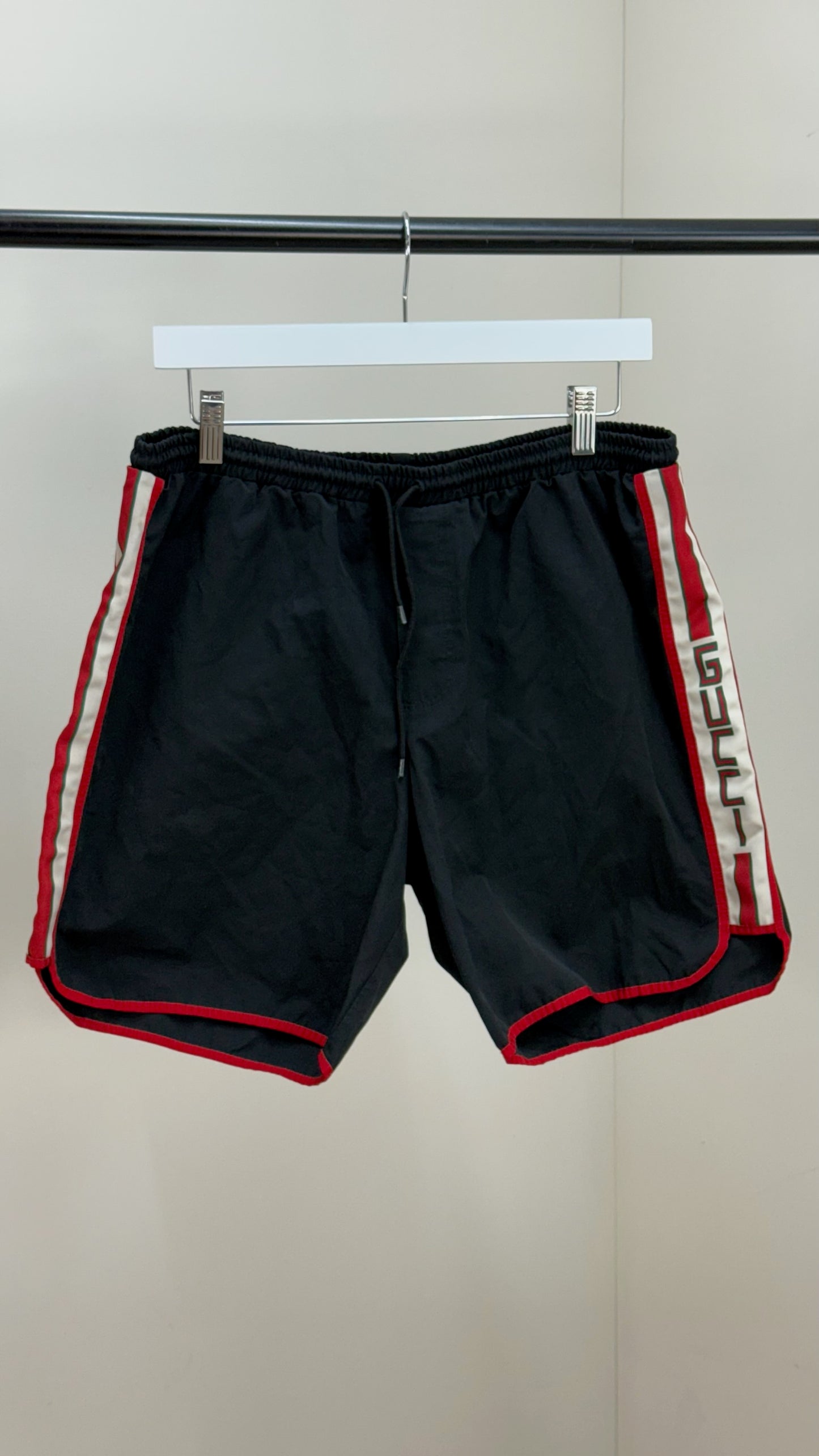 Gucci Black Logo Stripe Swimshorts - 50