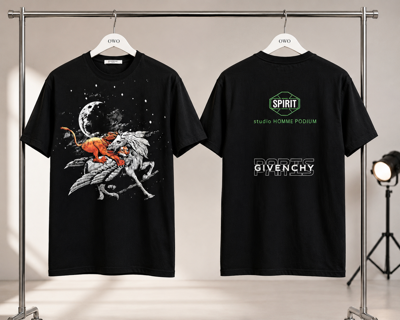 Givenchy Men's black studio home podium logo T-shirt - XL