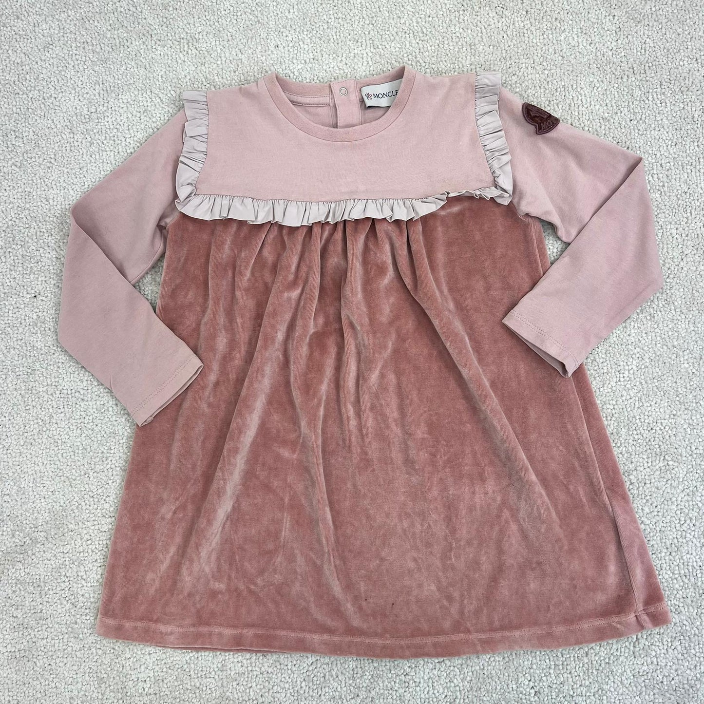 Kids Moncler Nude/Brown Suede Dress - Age 3