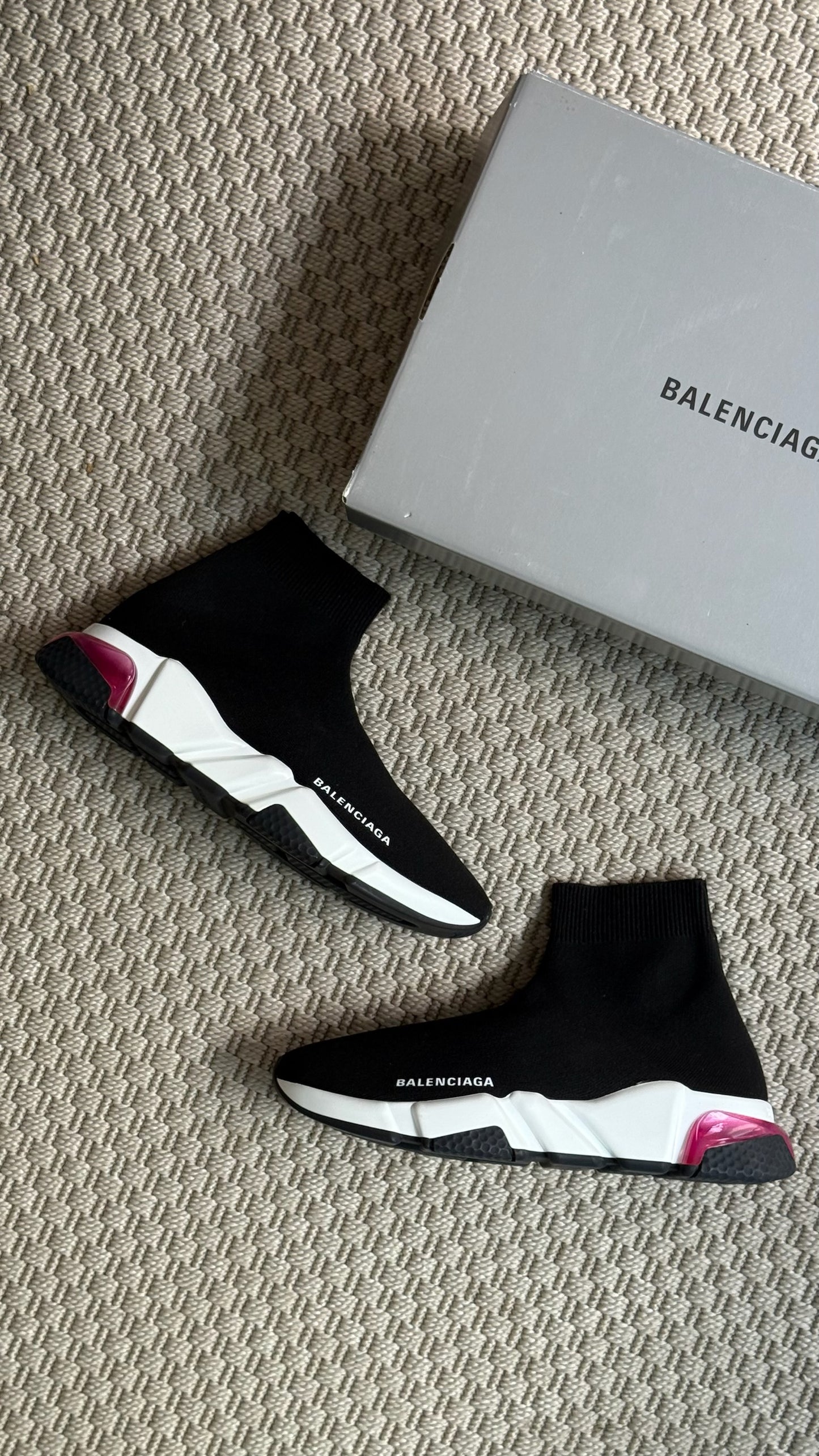 Balenciaga Black White Pink Speed Trainers- UK 5