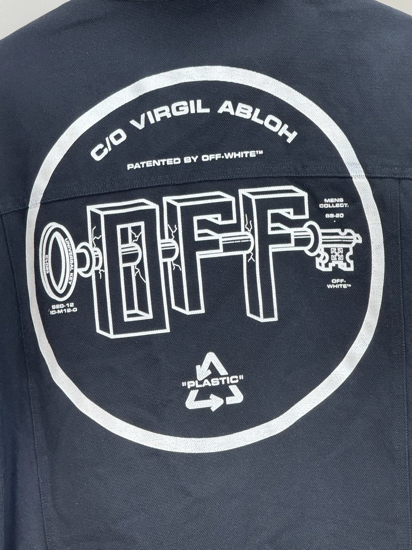 Off-White Black Denim University Key OFF- Logo Jacket - MEDIUM