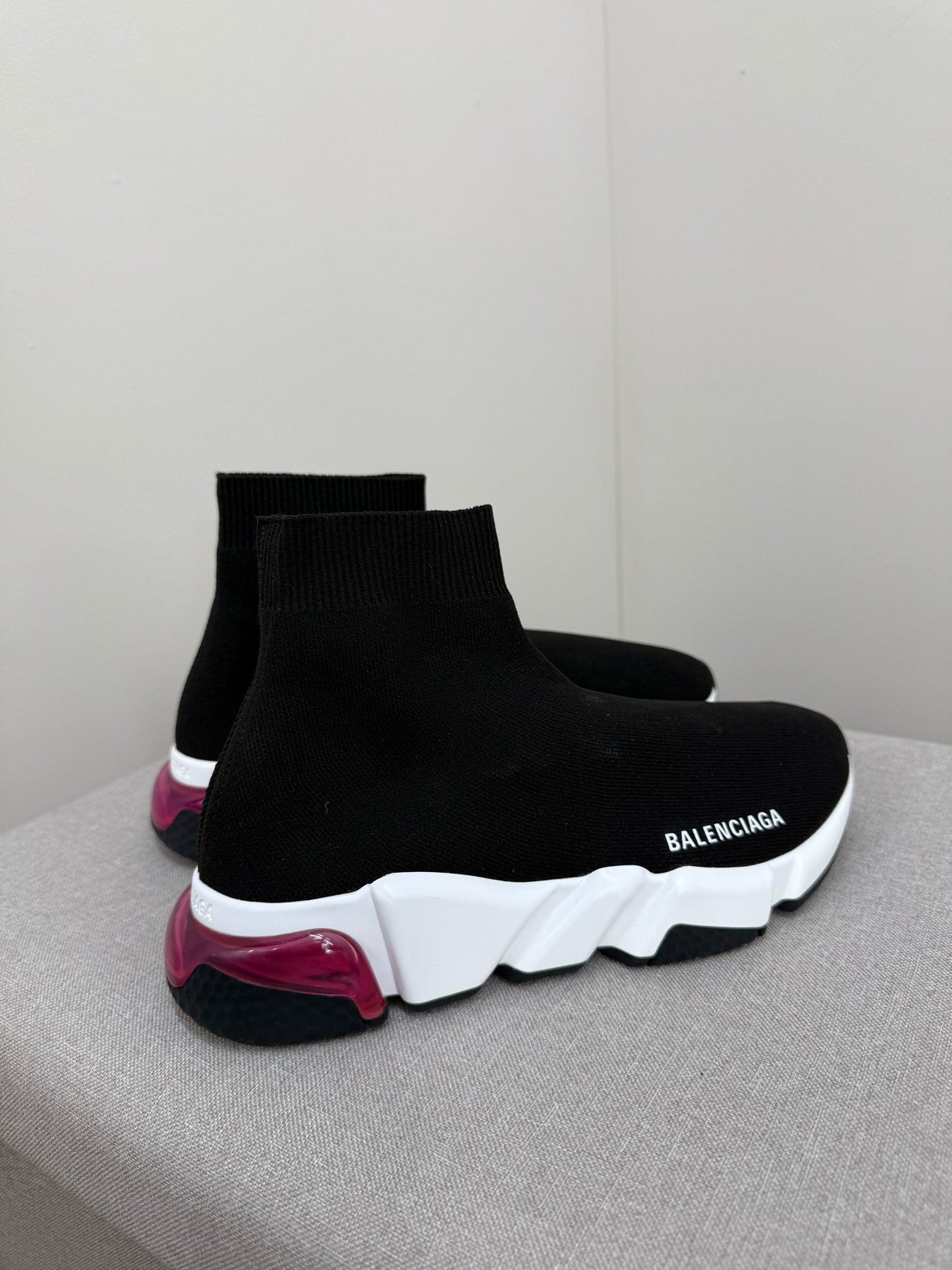 Balenciaga Black White Pink Speed Trainers- UK 5