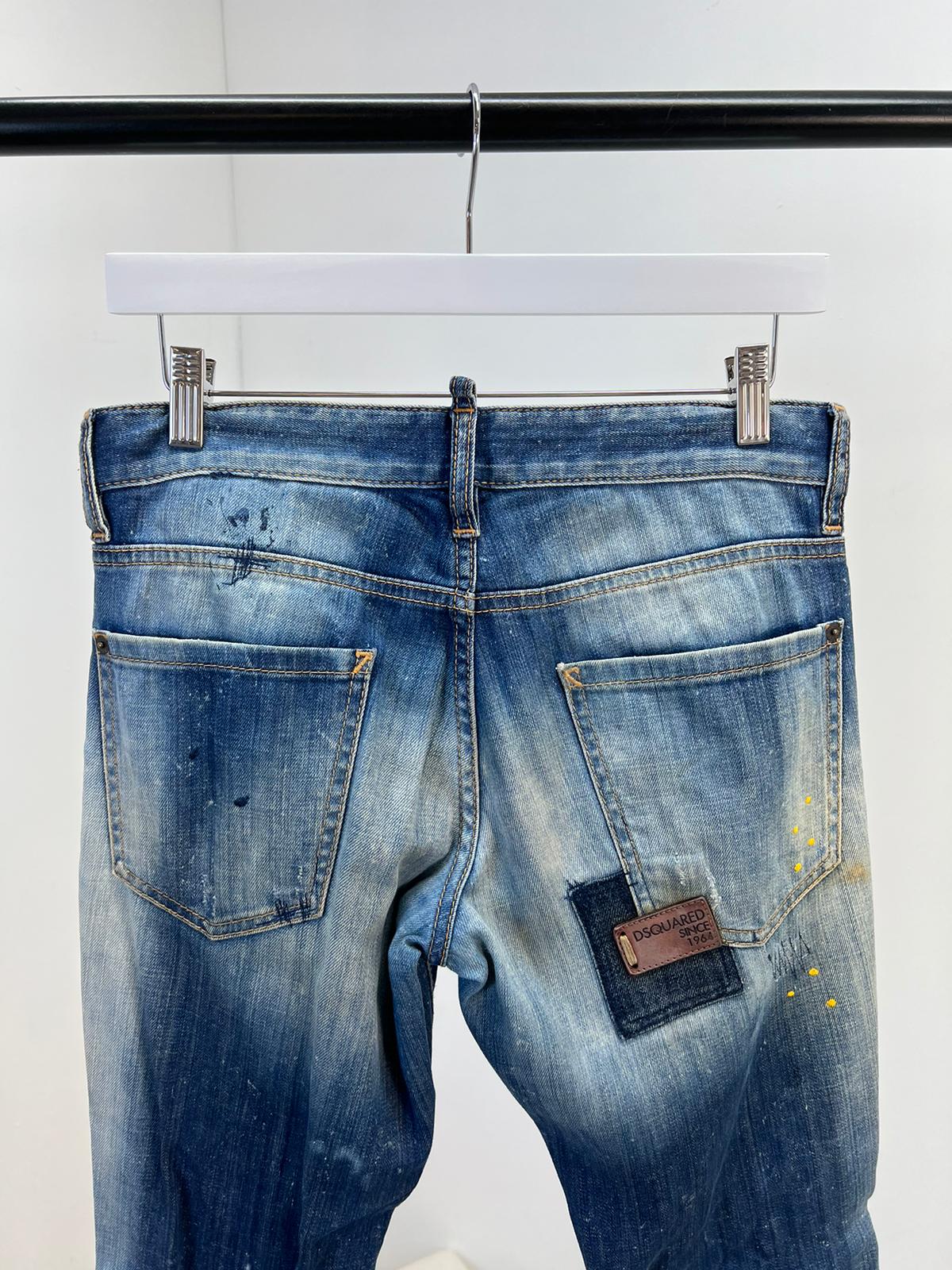 Dsquared2 Mens Blue Yellow Splash Jean - Label 44