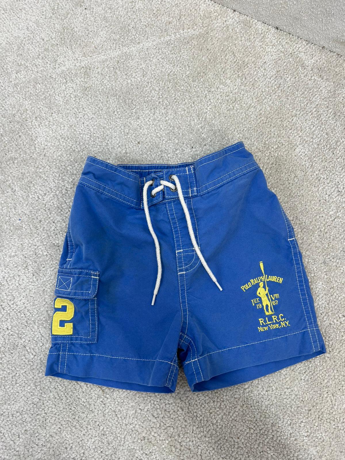 Kids Ralph Lauren Blue Yellow logo Swimshorts - Age 9M