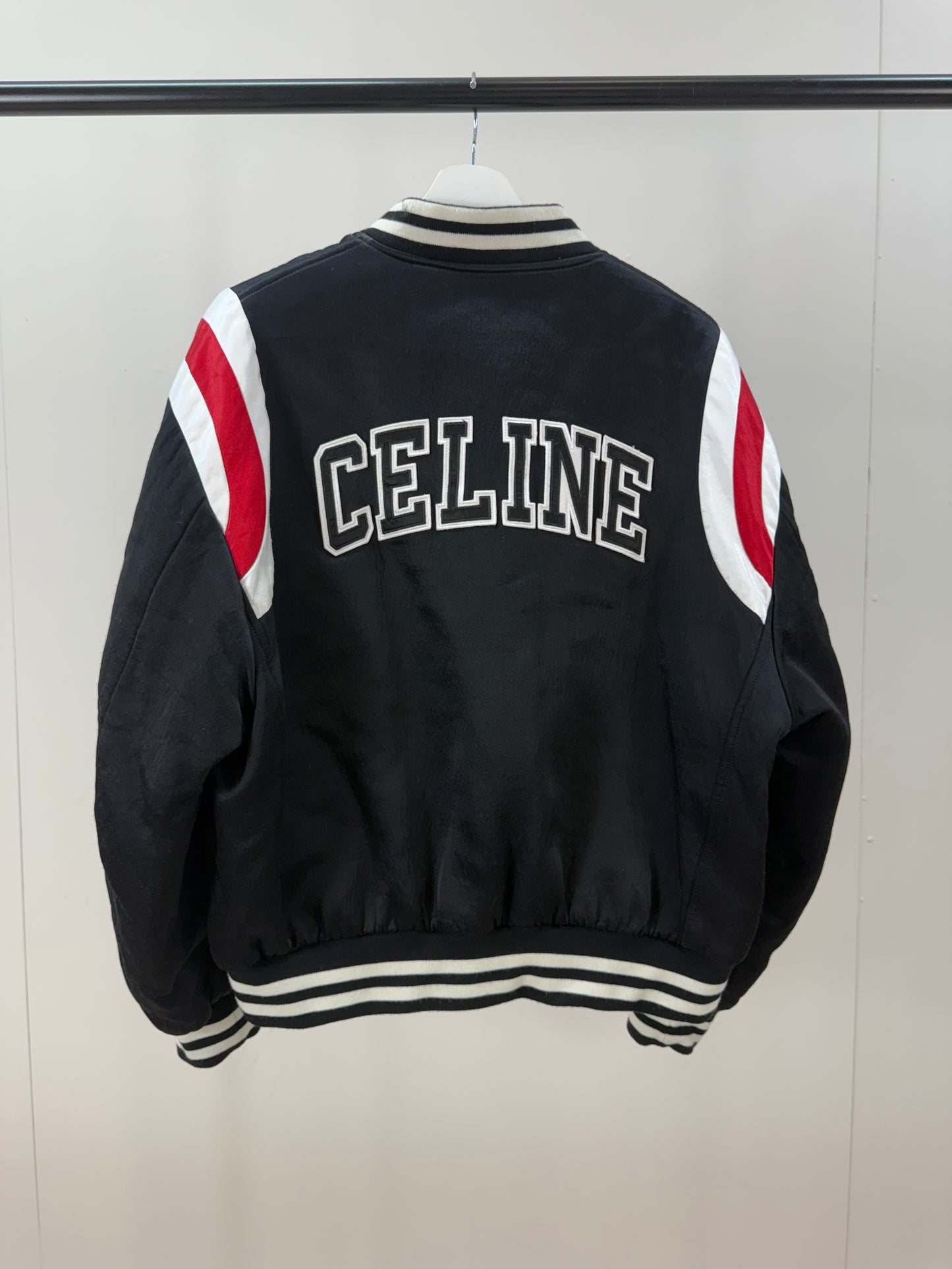 Celine Logo Varsity Bomber-50, UK Large