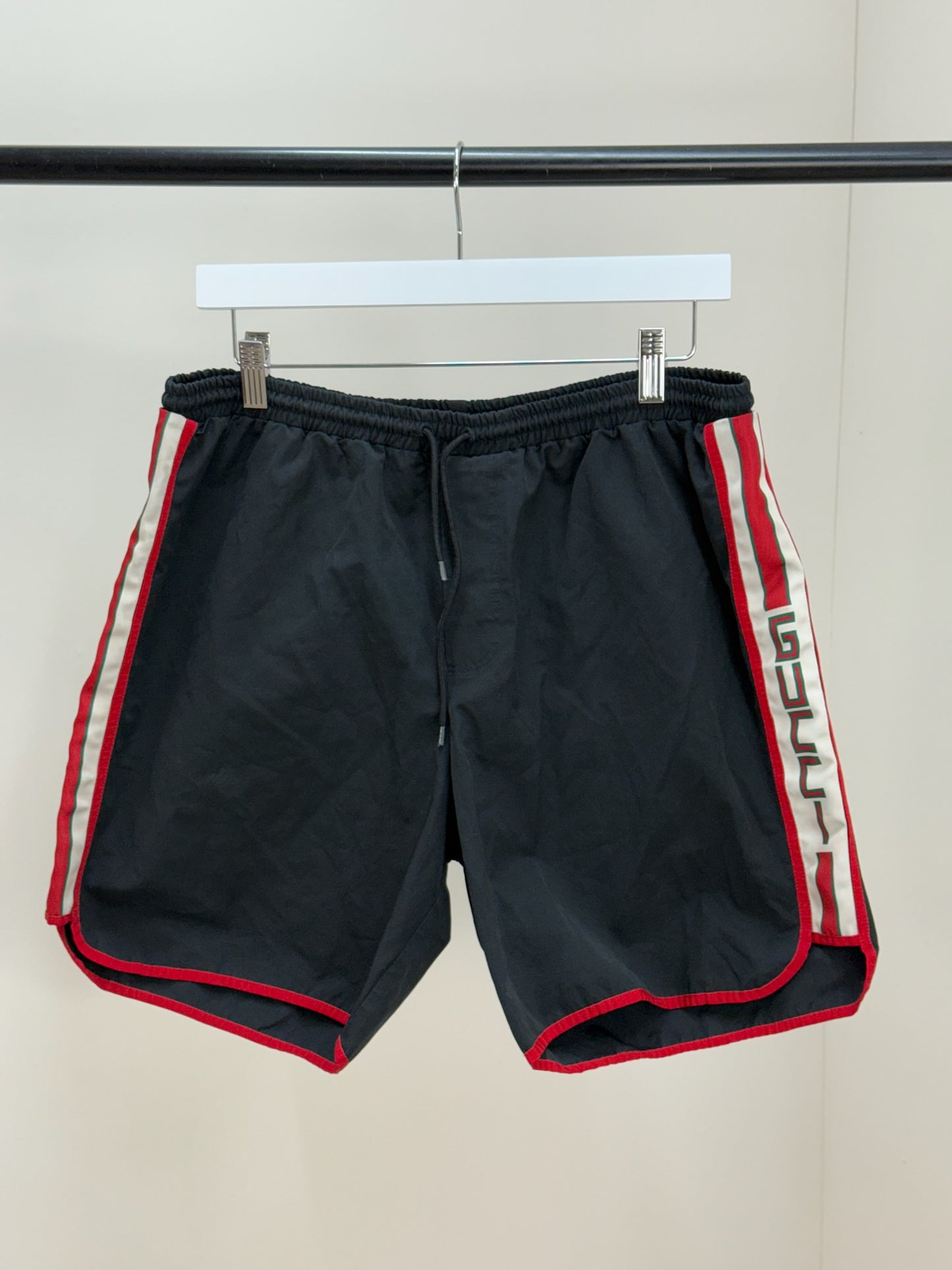 Gucci Black Logo Stripe Swimshorts - 50