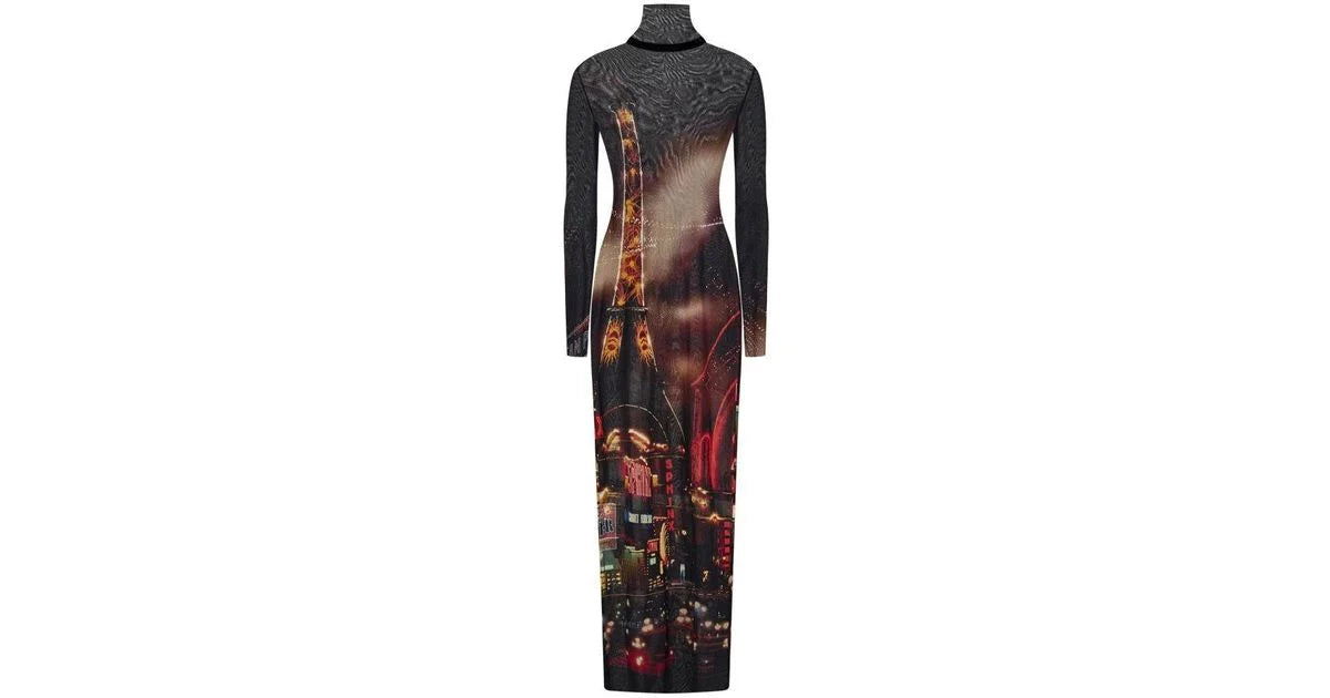 Jean Paul Gaultier Pigalle-print tulle maxi dress - Medium