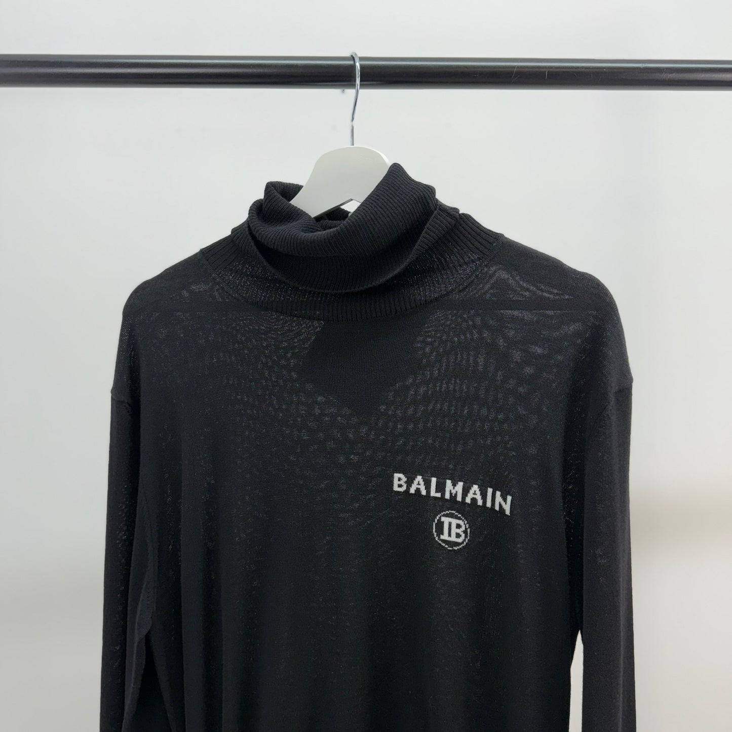 Balmain Black Logo Turtle Neck, Side Zip Up Jumper- Brand New In Tags, Medium