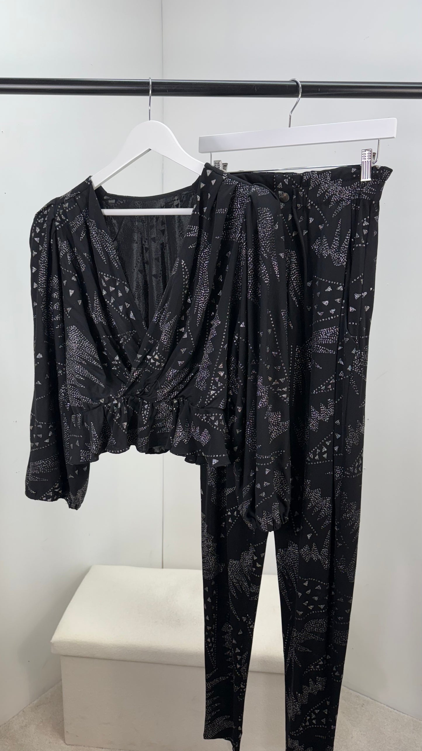 Isobel Marant Black & Silver Detail Trouser Co-Ord - UK 8