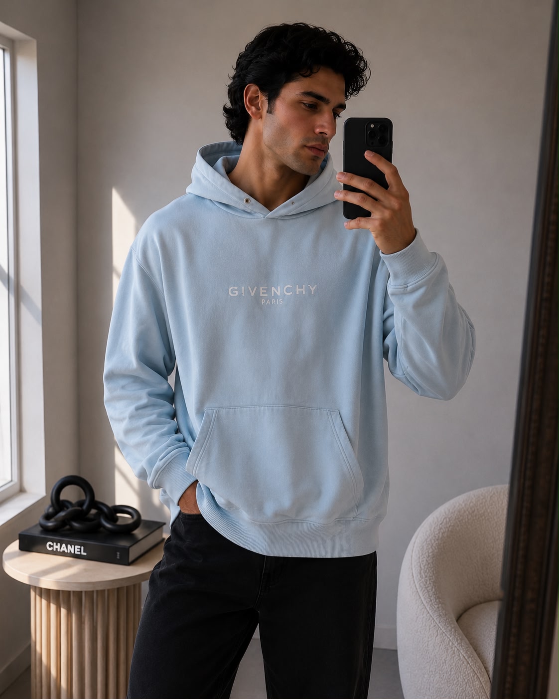 Givenchy Blue & White Distressed Jumper - XS