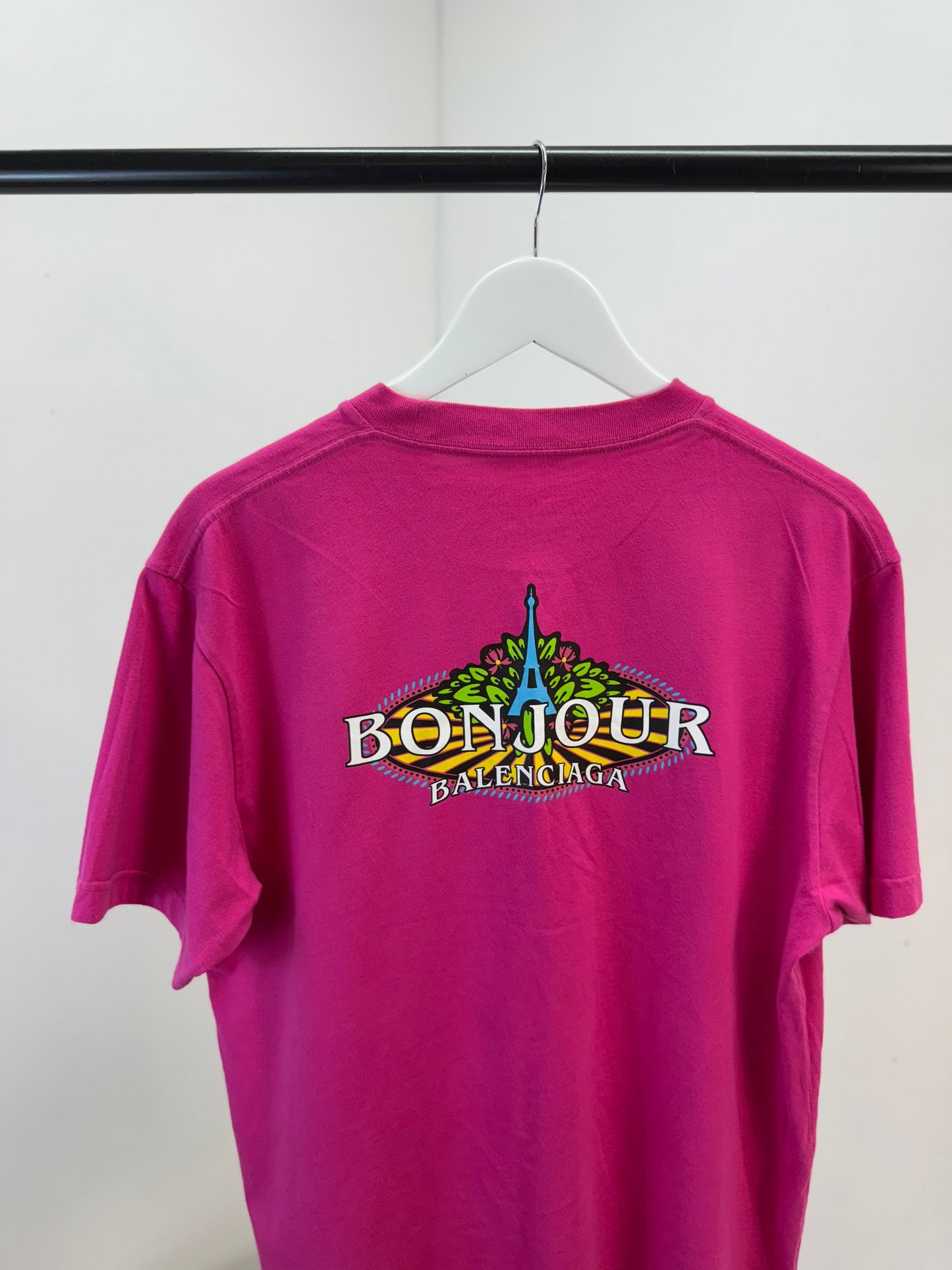 Balenciaga Pink Bonjour T-Shirt -XS Oversize