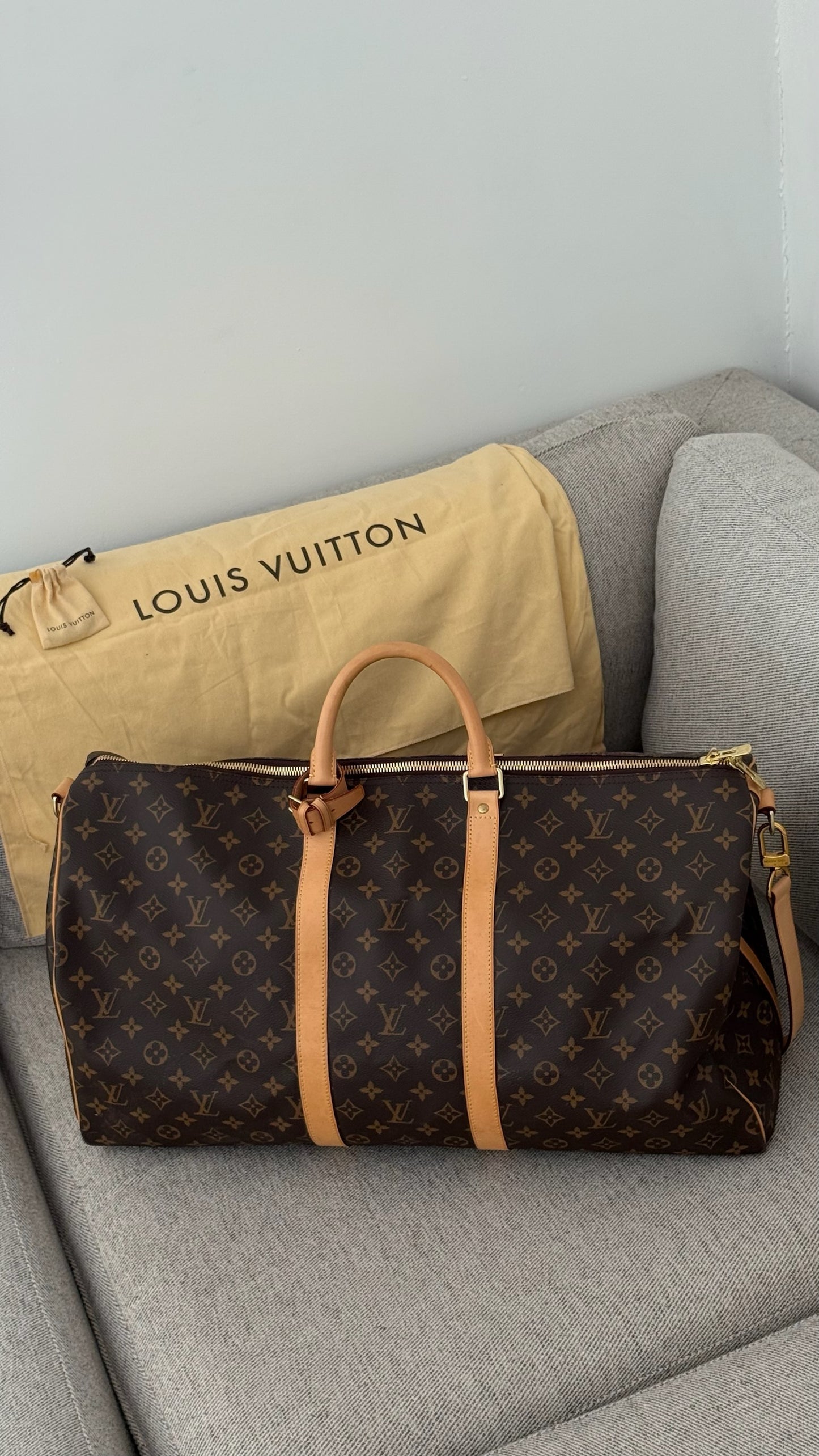 Louis Vuitton Keepall Bandoulière 55 Brown Monogram Bag
