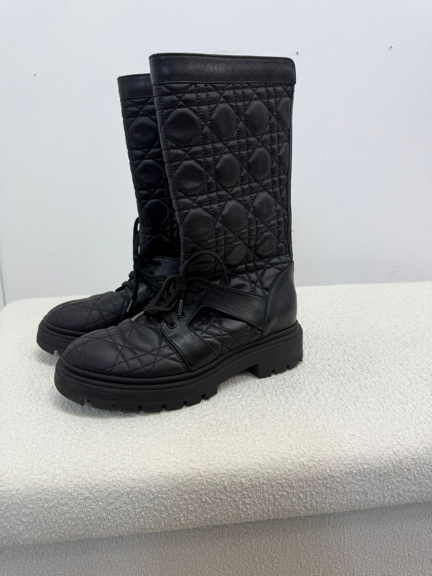 Kids Dior Black Cannage Technical Fabric Boots- Eu 33/ UK 1