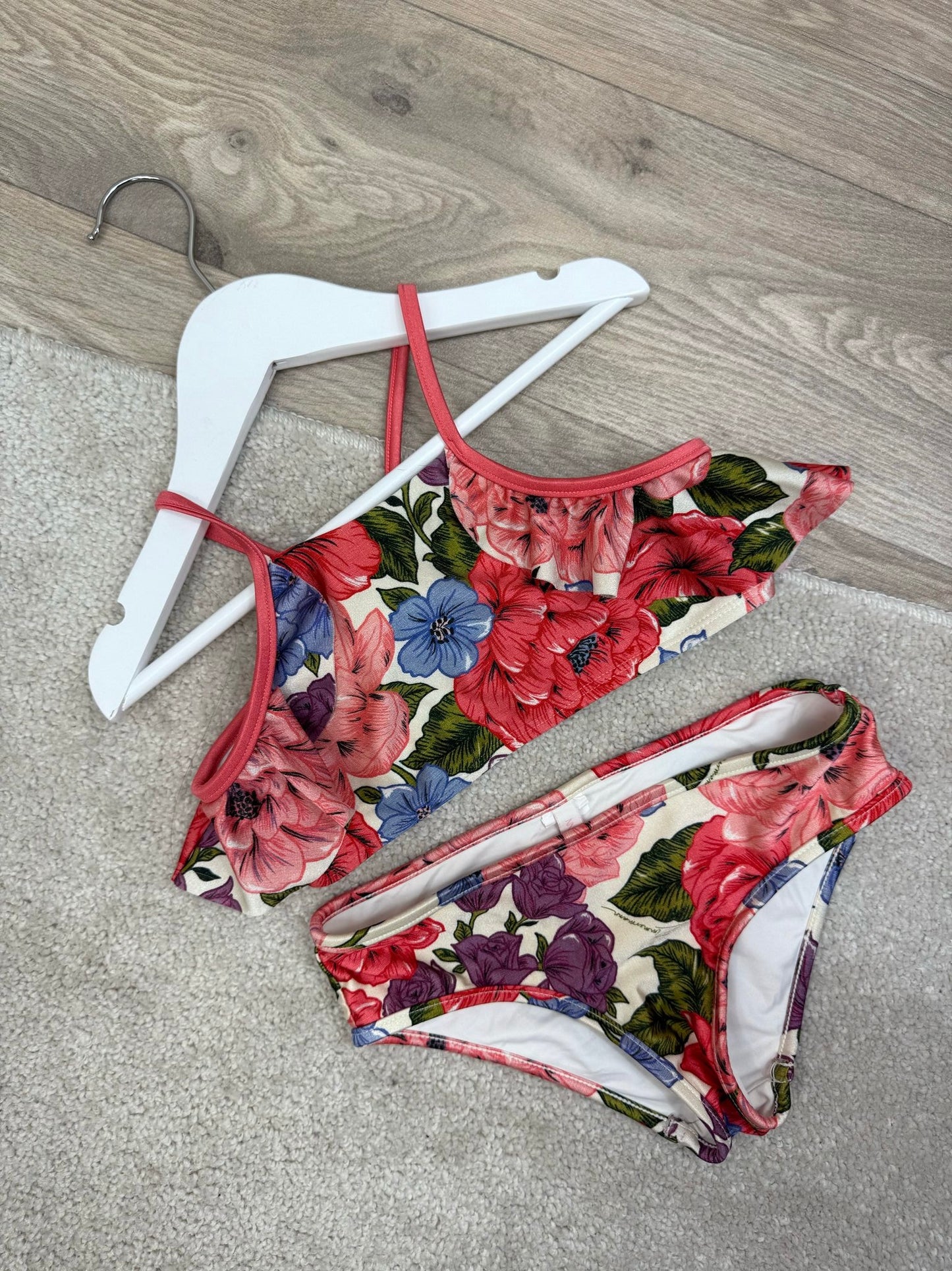 Kids Zimmermann Red Blue Floral Bikini Age 8