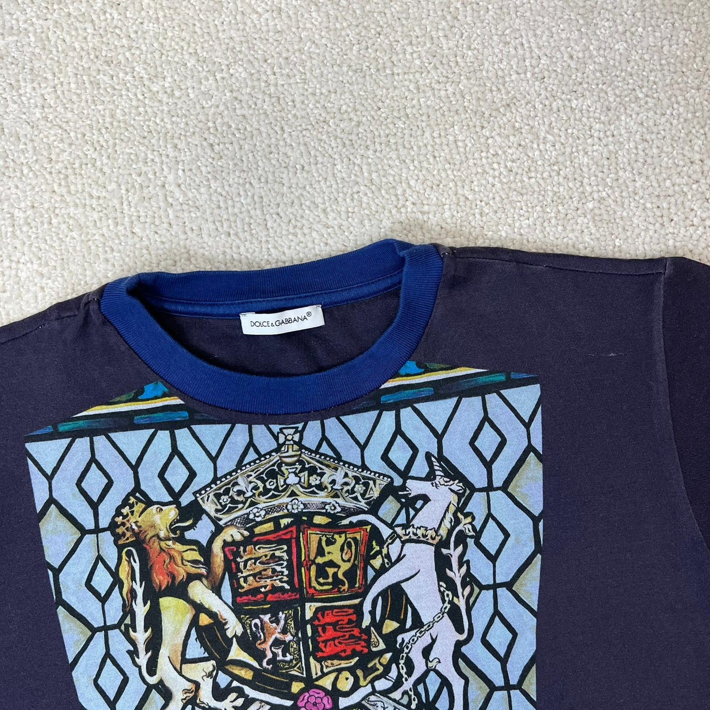 Kids Dolce & Gabbana Navy/Purple Window Shield Print T-Shirt (Age 6)
