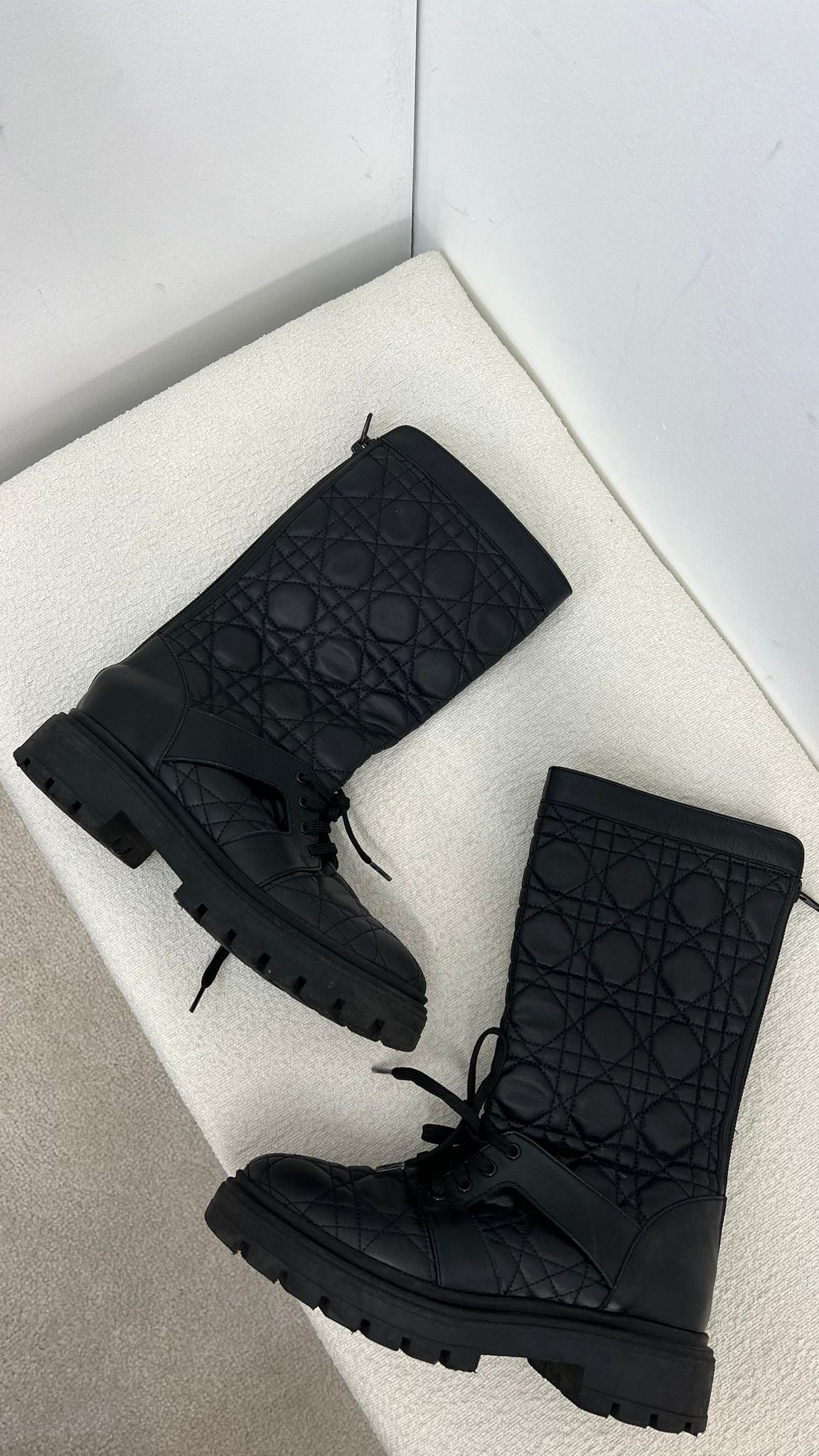 Kids Dior Black Cannage Technical Fabric Boots- Eu 33/ UK 1