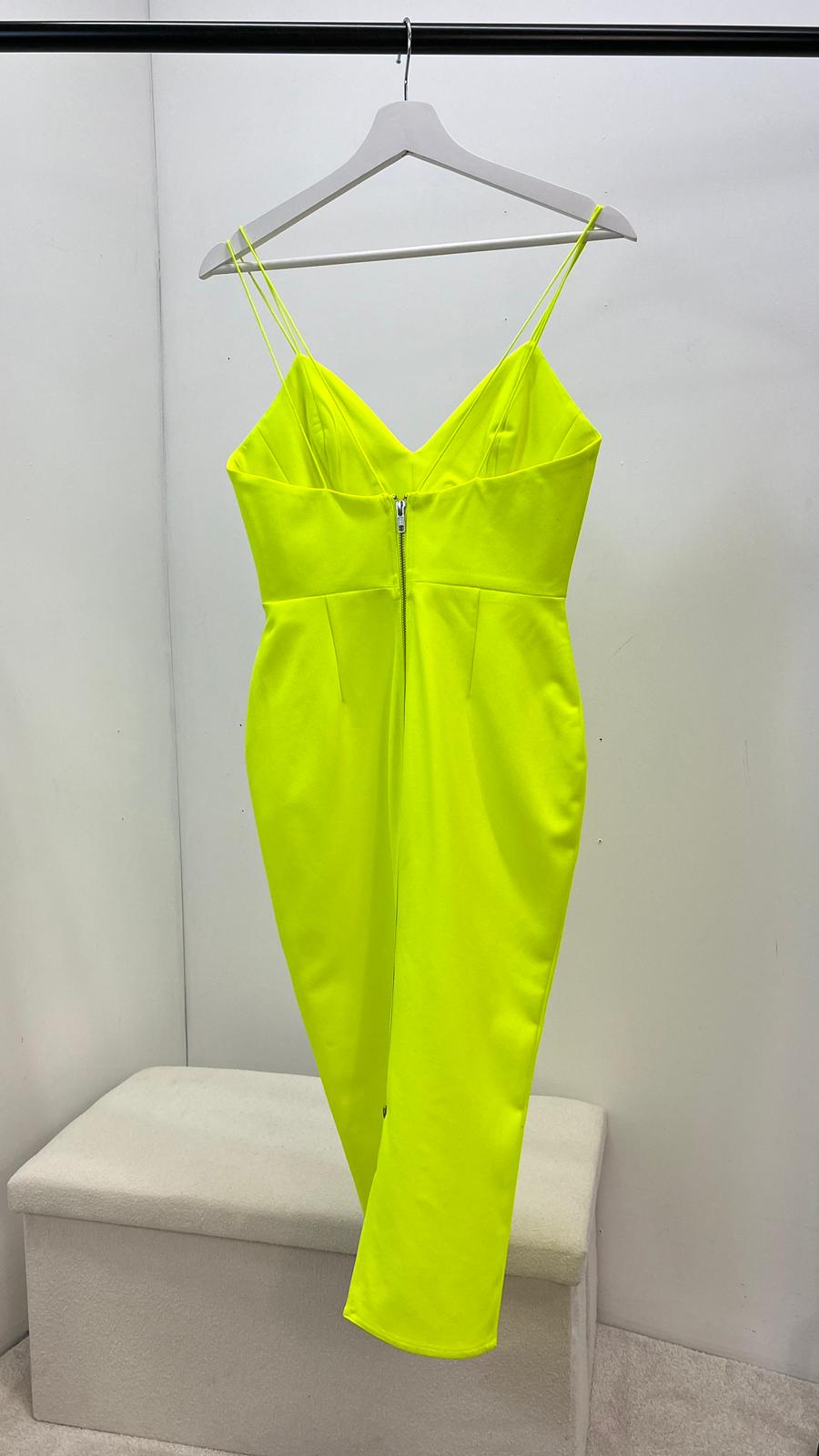 Alex Perry Green yellow Strap Zip Up Dress - UK 10