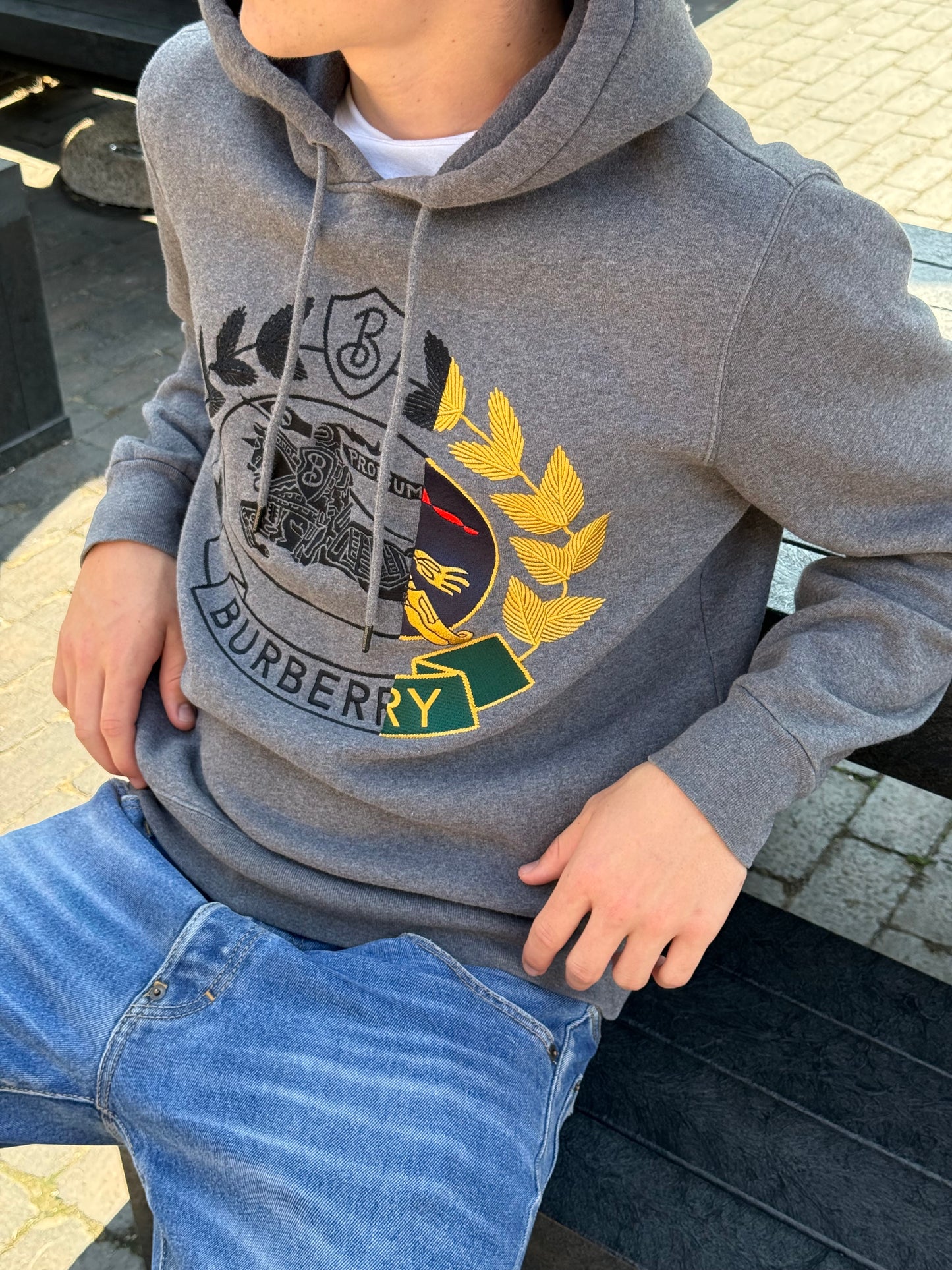 Burberry Grey Melange Hoodie - Medium