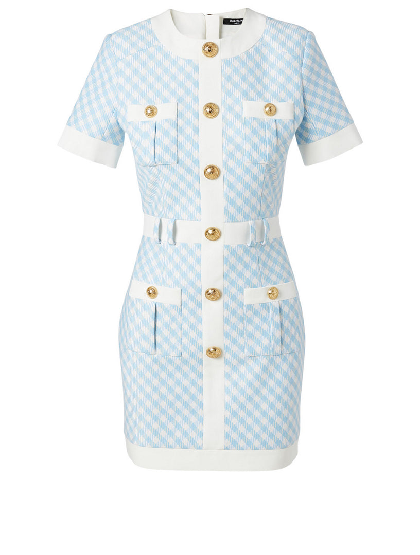 Balmain Blue White Checked Dress -UK 6/34