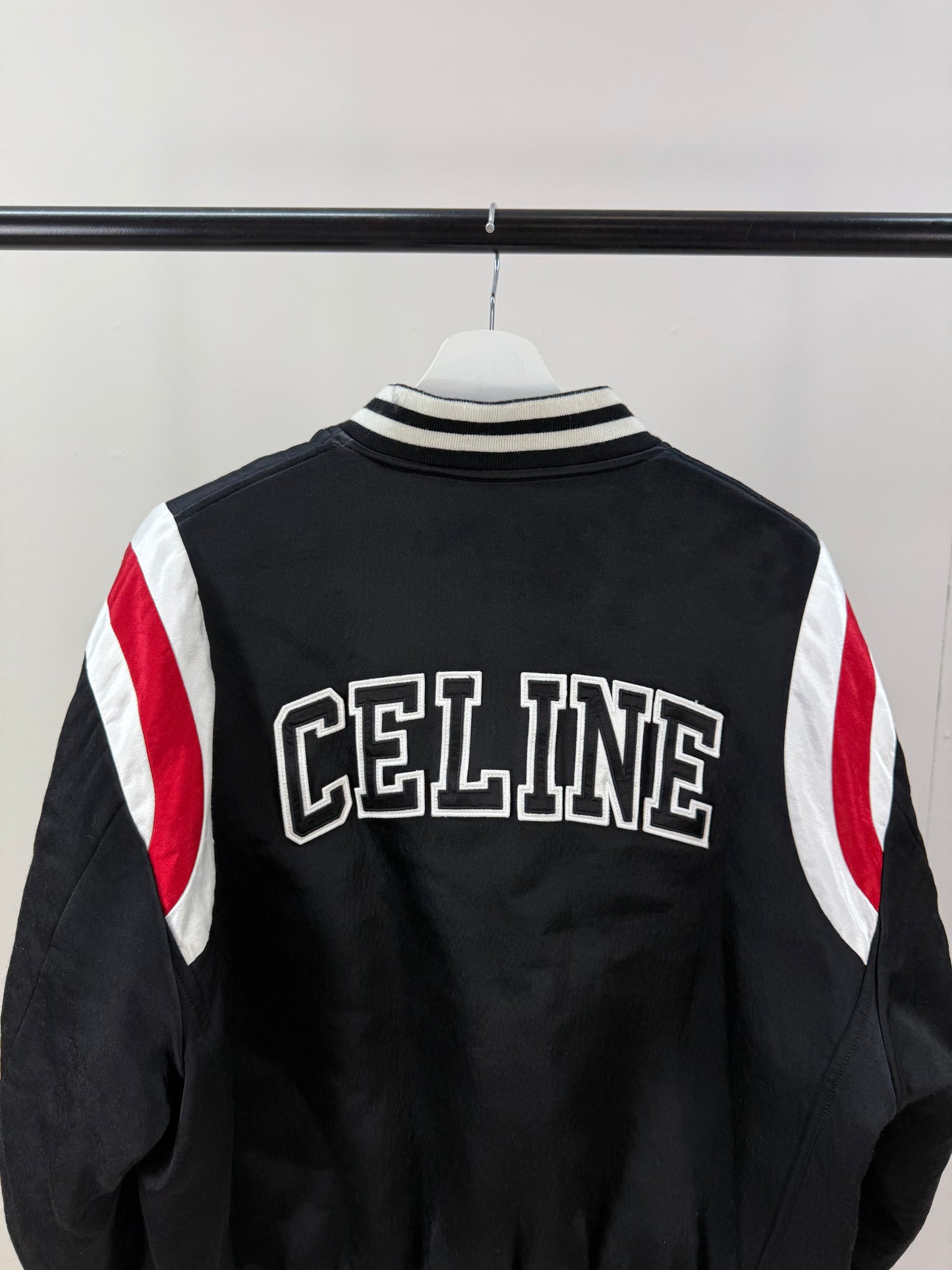 Celine Logo Varsity Bomber-50, UK Large