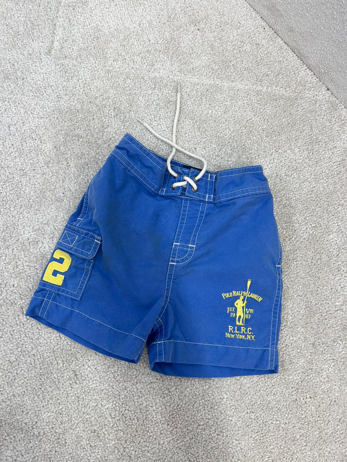 Kids Ralph Lauren Blue Yellow logo Swimshorts - Age 9M