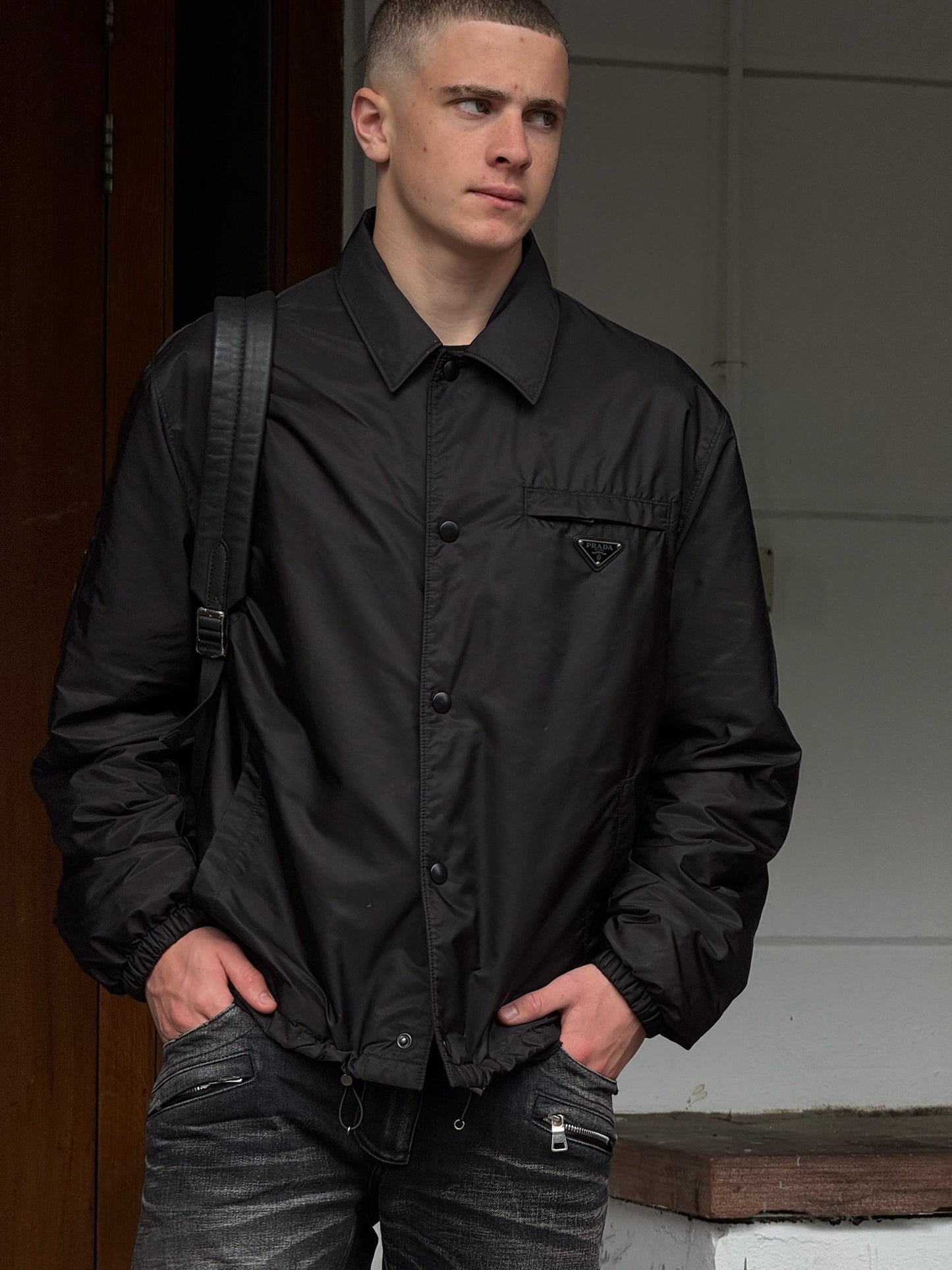 Prada Black Re-Nylon blouson Zip Up Jacket -52/XL