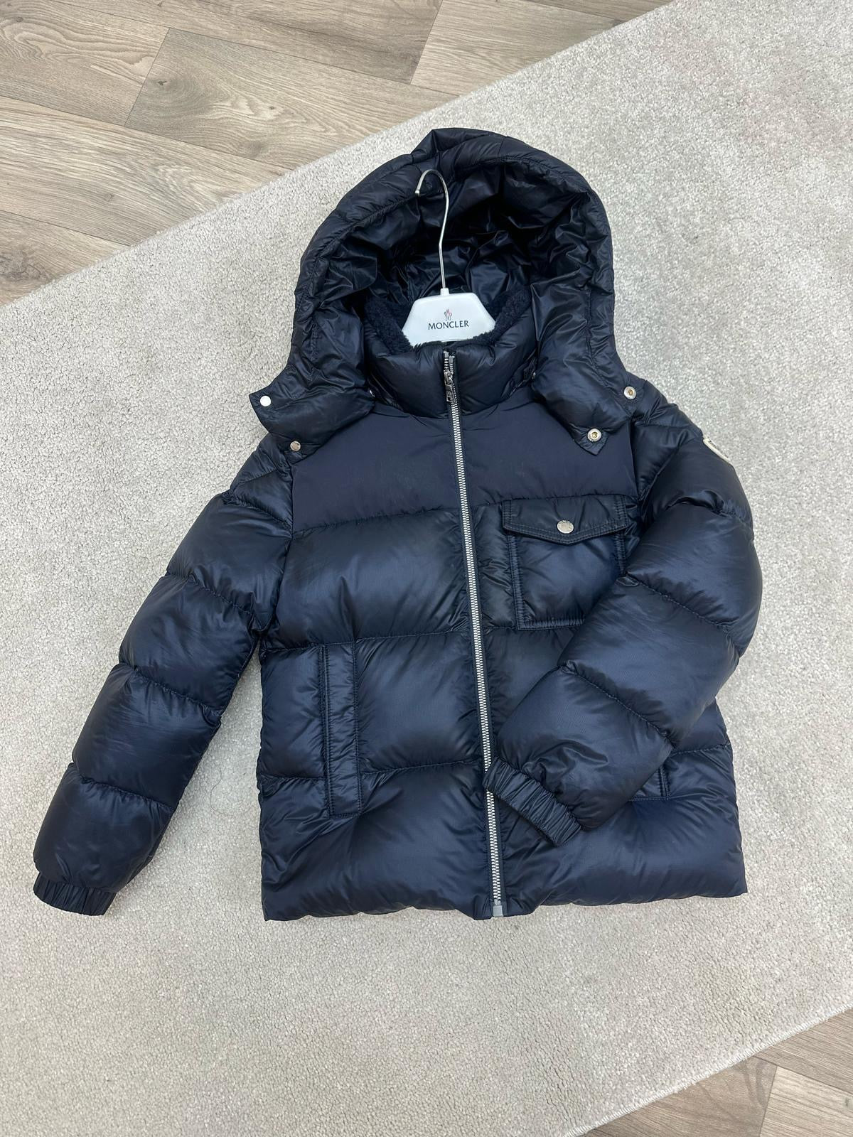 Kids Moncler Navy Padded Hooded Jacket - Age 10