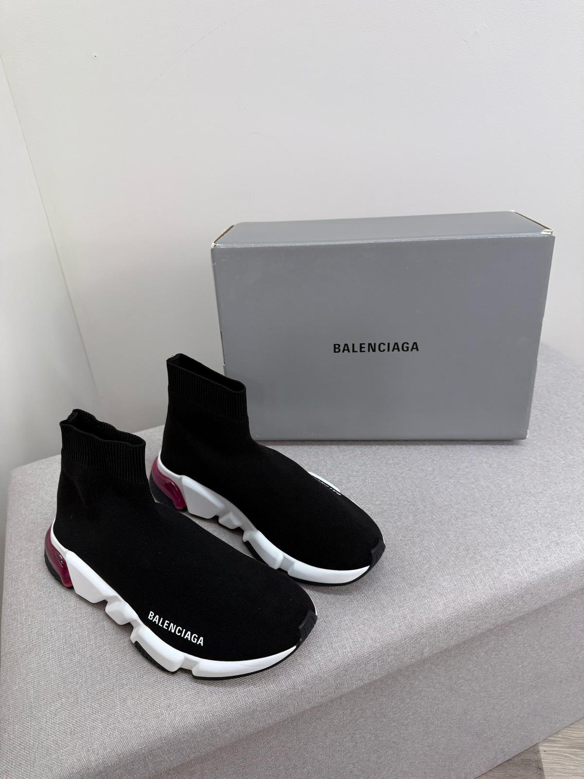 Balenciaga Black White Pink Speed Trainers- UK 5