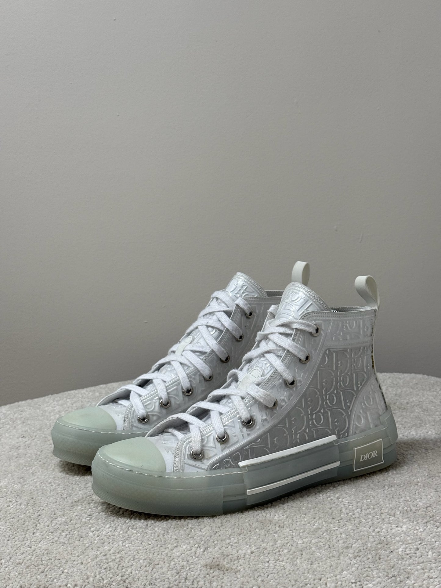 Dior White B23 Hightop Trainers- Mens - UK 6