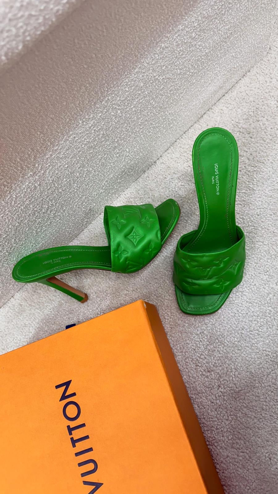 Louis Vuitton Green Revival Monogram Heels -UK 6