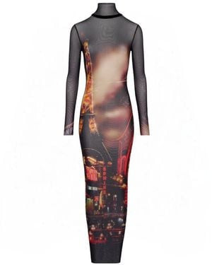Jean Paul Gaultier Pigalle-print tulle maxi dress - Medium