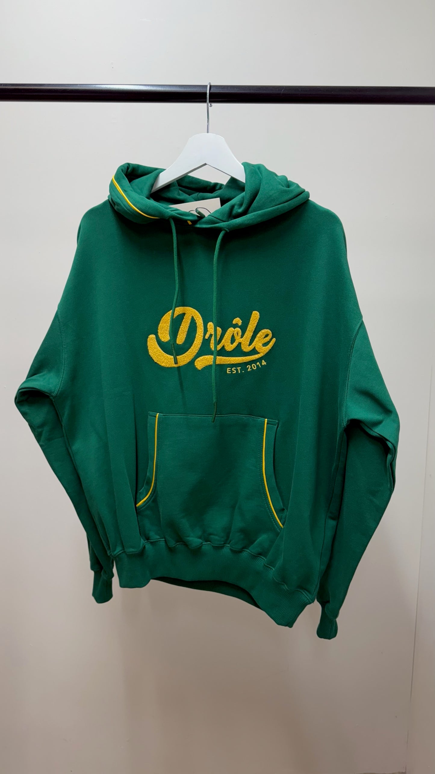 Drôle De Monsieur Green Yellow Logo Hoodie- In Tags Small