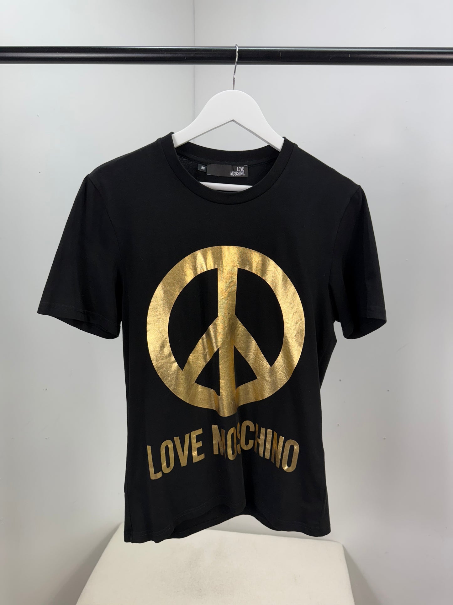 Moschino Black Gold Peace T-Shirt - Medium