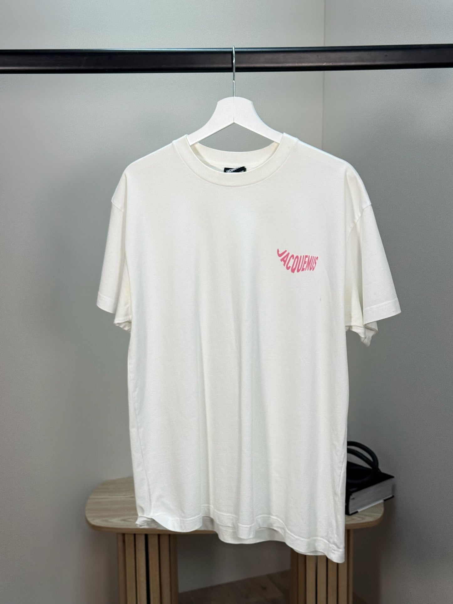 Jacquemus White Pink Le Vague Cotton T-Shirt - Large