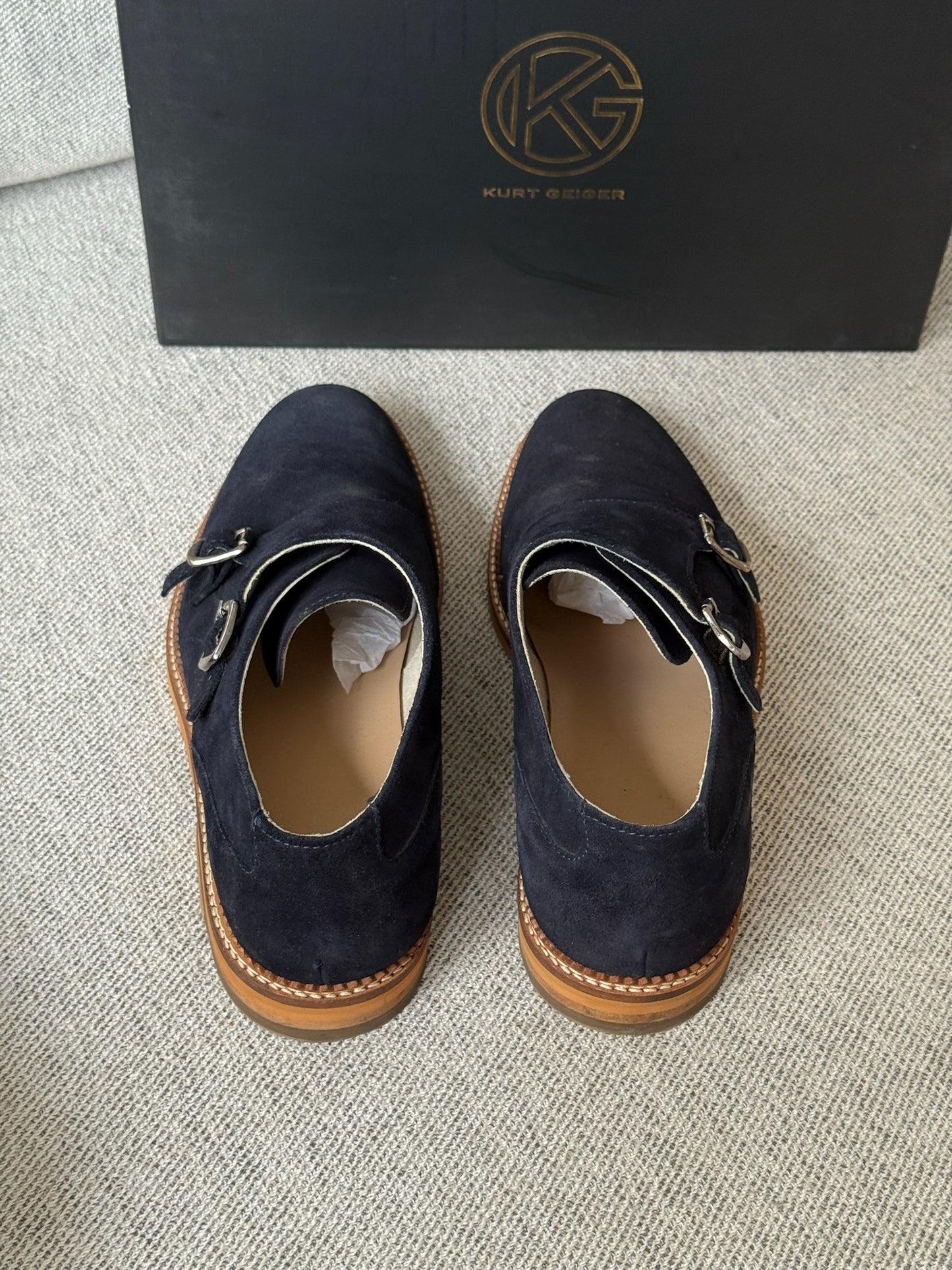 Kurt Geiger Blue Suade Buckle Boat Shoes - 42