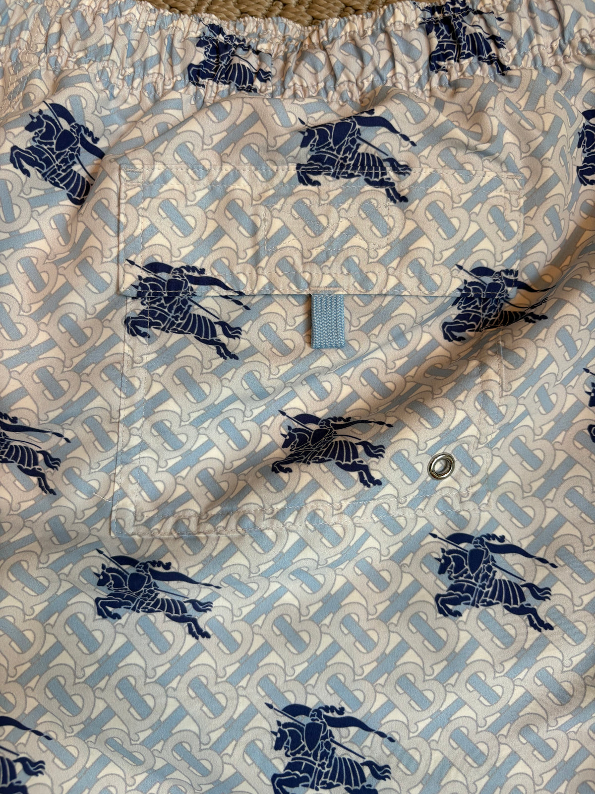 Burberry Blue Monogram Equestrian Knight Swim Shorts – XL
