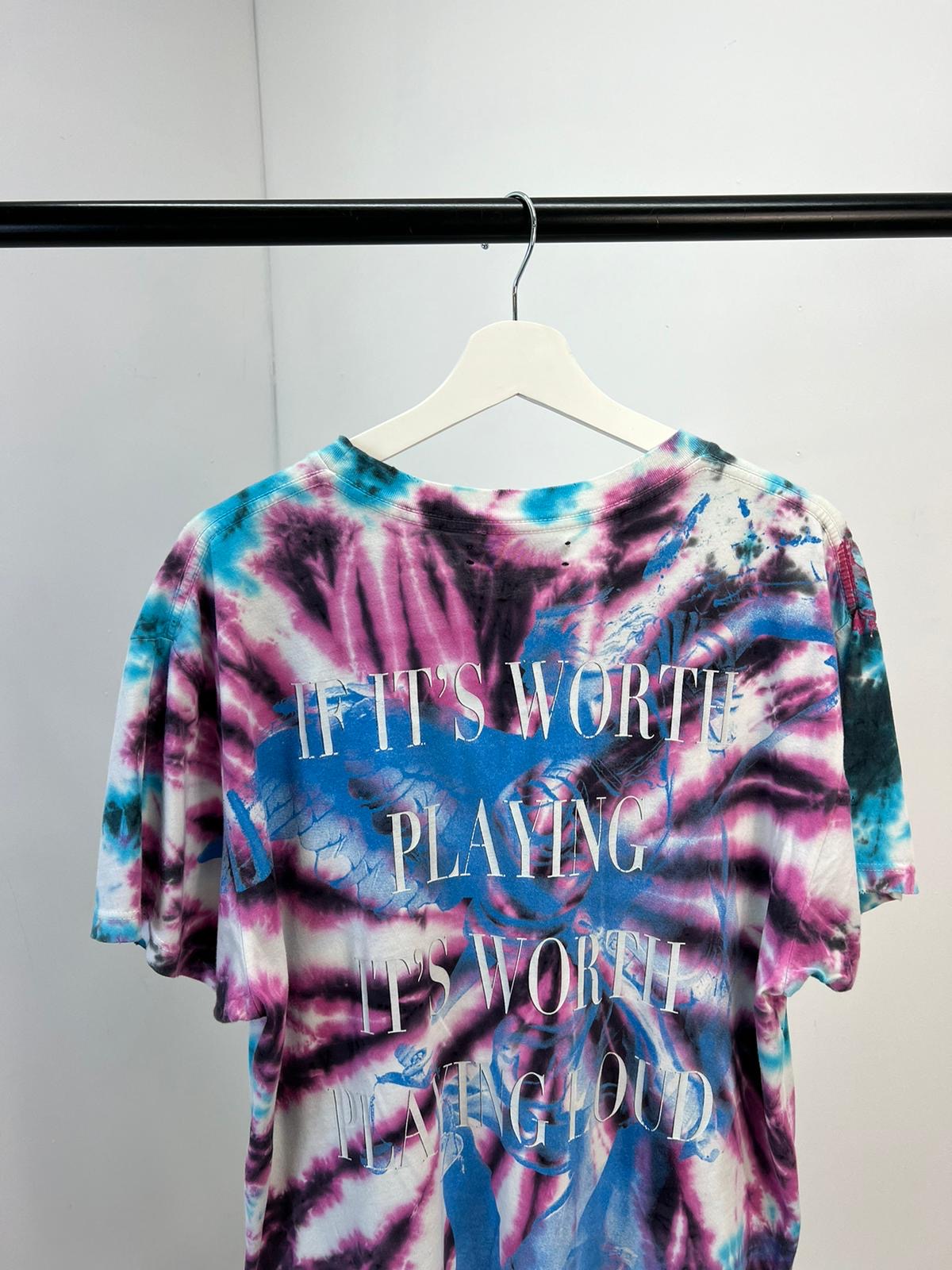 Amiri Blue Tie-Die Skull T-Shirt -XS Oversize