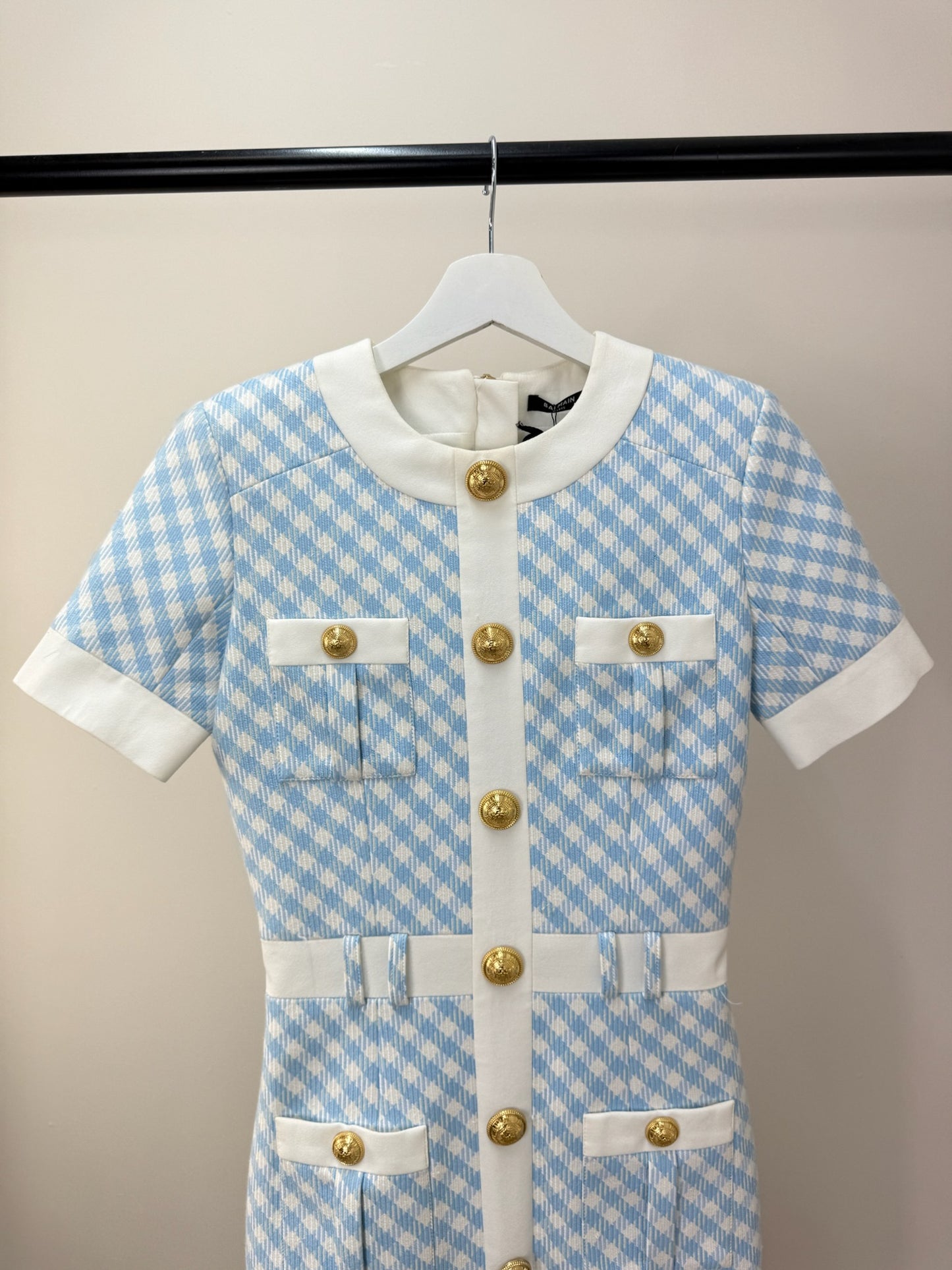 Balmain Blue White Checked Dress -UK 6/34