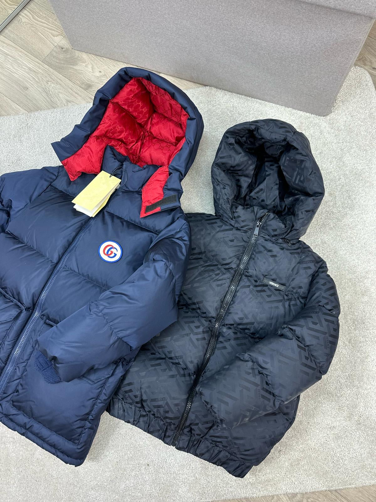 Versace Kids Navy Padded La Greca Coat Age 8