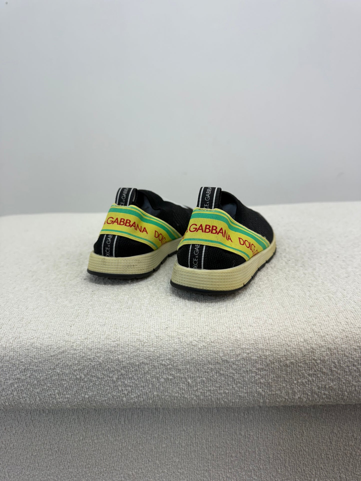 Kids Dolce & Gabbana Black,Yellow & Green Tape Logo Trainer - EU 26