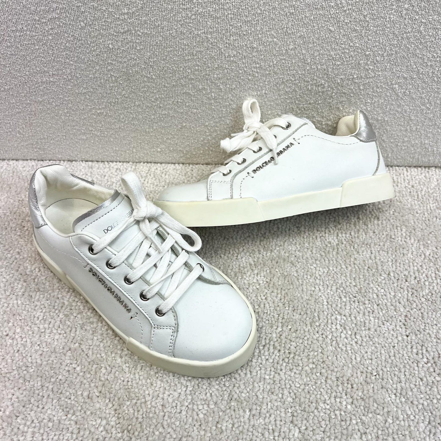 Kids Dolce & Gabbana white and silver logo trainer - EU 30