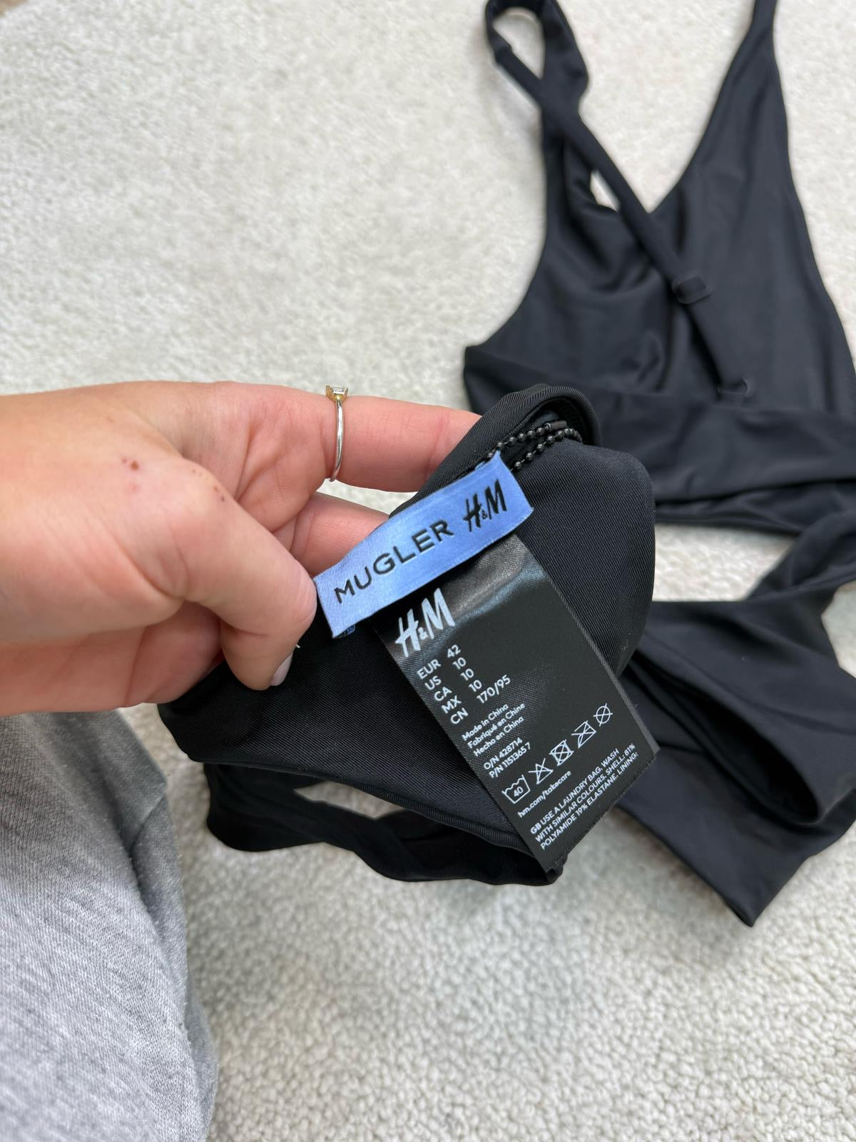 Mugler X H&M Black Strap Cut Out Swimsuit-Brand New , UK 14