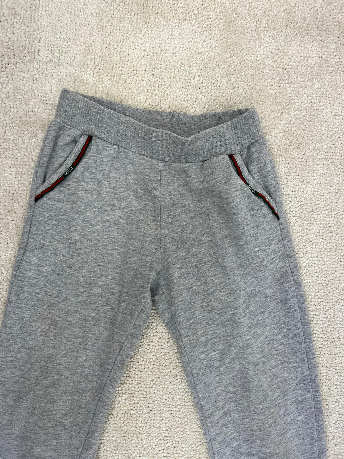 Kids Gucci Grey & Red Logo Stripe Pocket Detail Tracksuit Bottom (Age 24m)