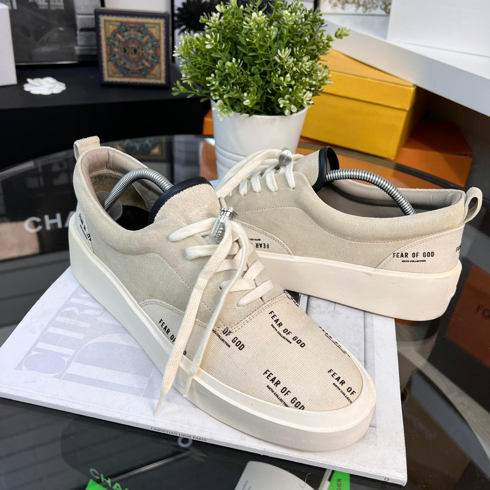 Fear Of God Men's All Over Print Logo Cream Trainer- UK 10